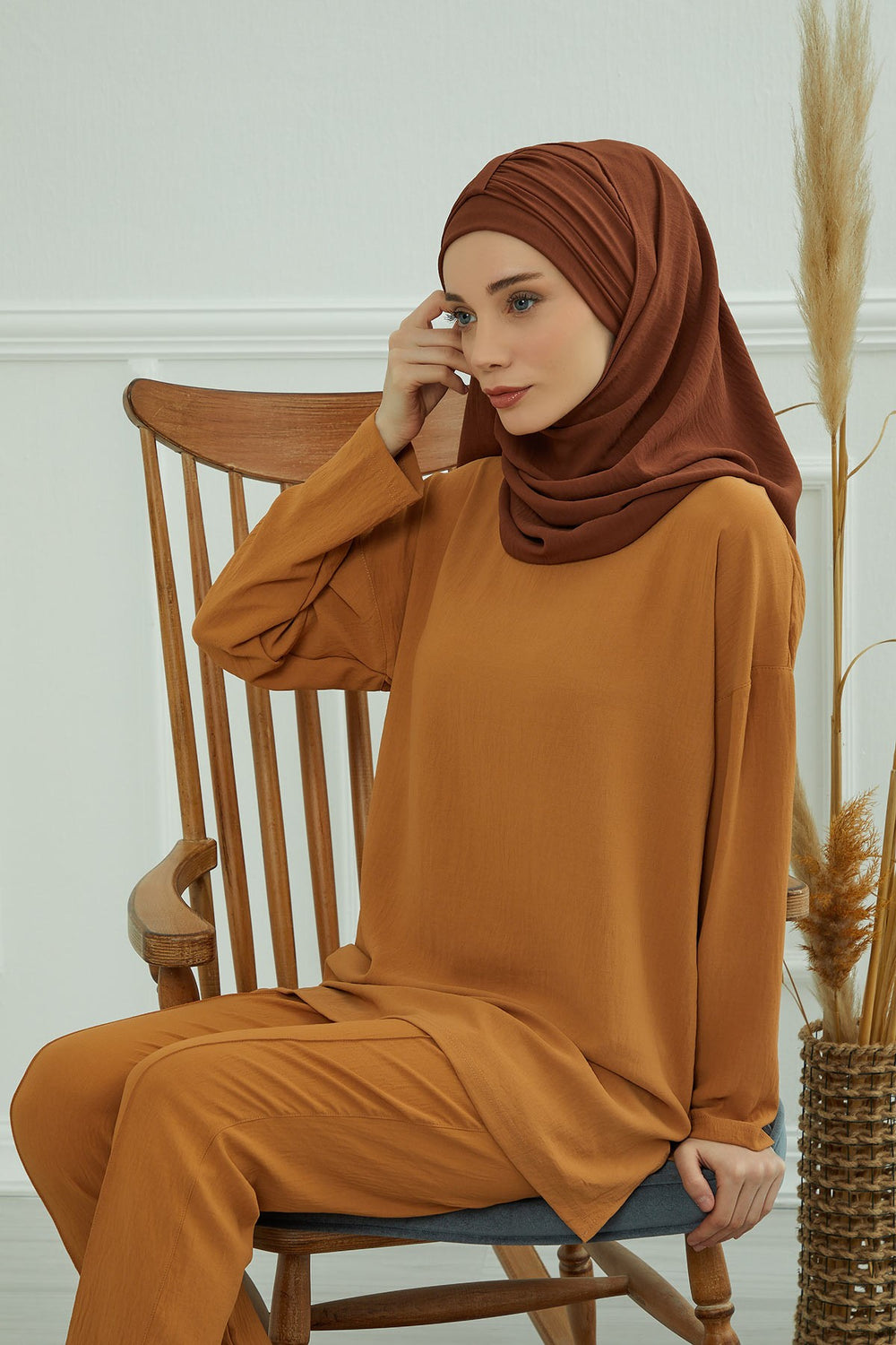 Practical Stylish Aerobin Shawl for Women, Effortless Aerobin Instant Shawl, Breathable Pleated Women Shawl Headscarf Lightweight,CPS-91 Cinnamon