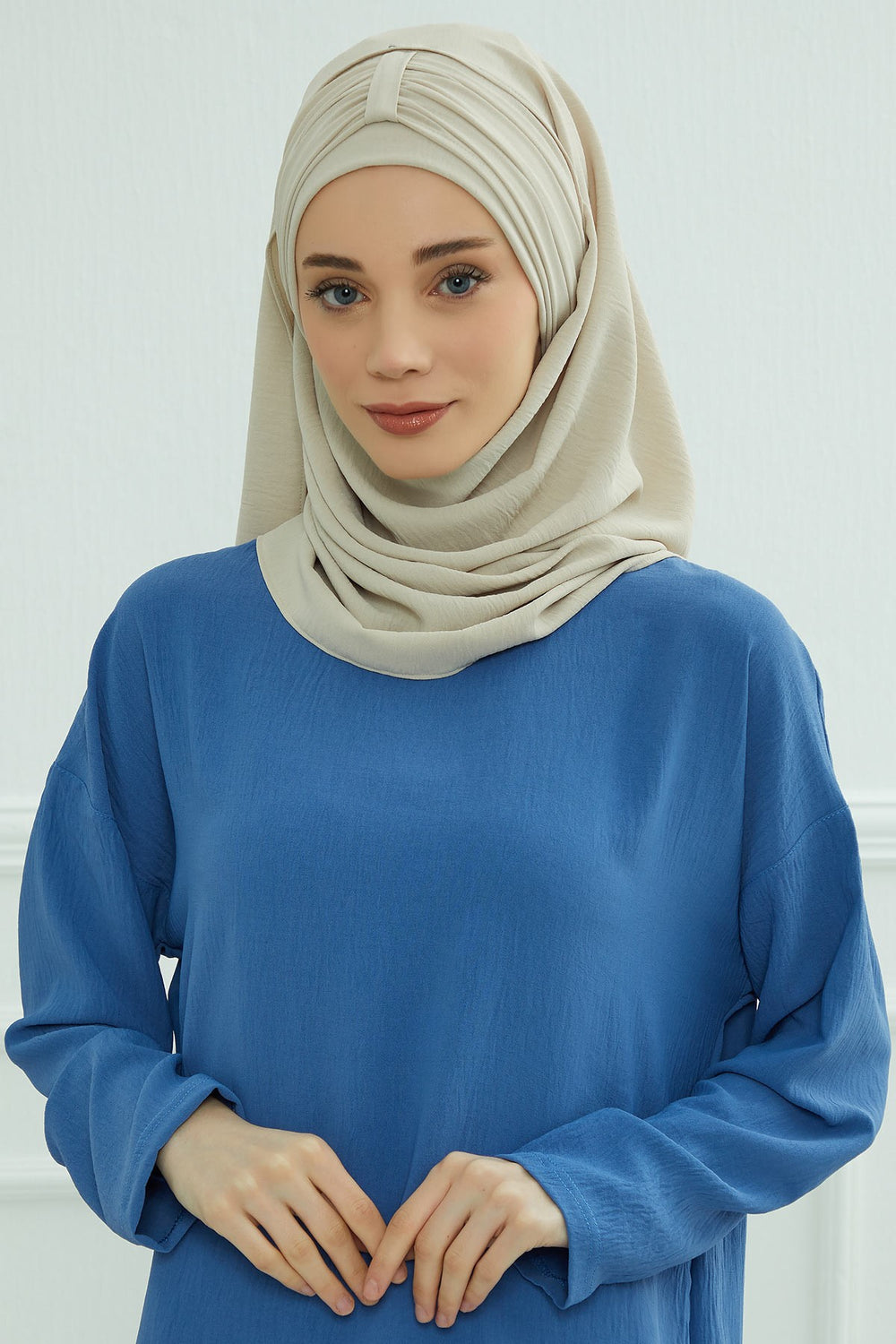 Practical Stylish Aerobin Shawl for Women, Effortless Aerobin Instant Shawl, Breathable Pleated Women Shawl Headscarf Lightweight,CPS-91 Beige