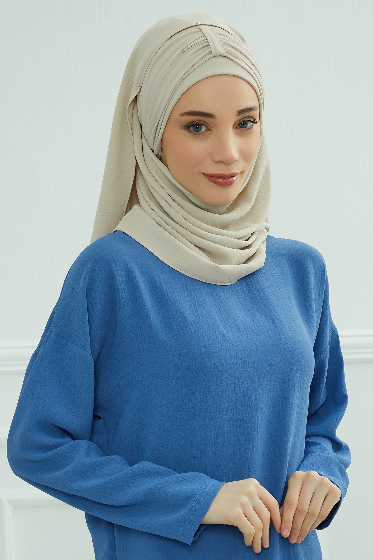 Practical Stylish Aerobin Shawl for Women, Effortless Aerobin Instant Shawl, Breathable Pleated Women Shawl Headscarf Lightweight,CPS-91 Beige