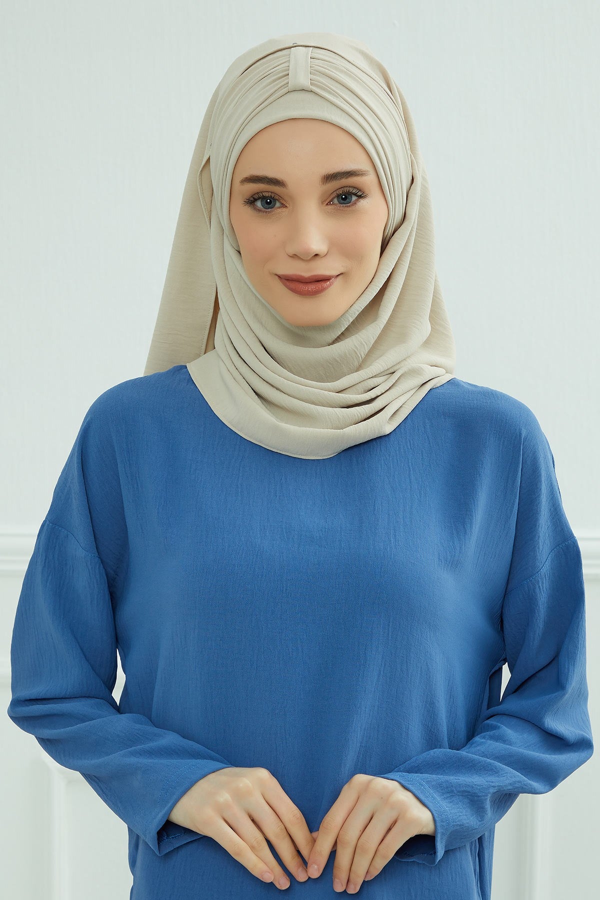 Practical Stylish Aerobin Shawl for Women, Effortless Aerobin Instant Shawl, Breathable Pleated Women Shawl Headscarf Lightweight,CPS-91 Beige