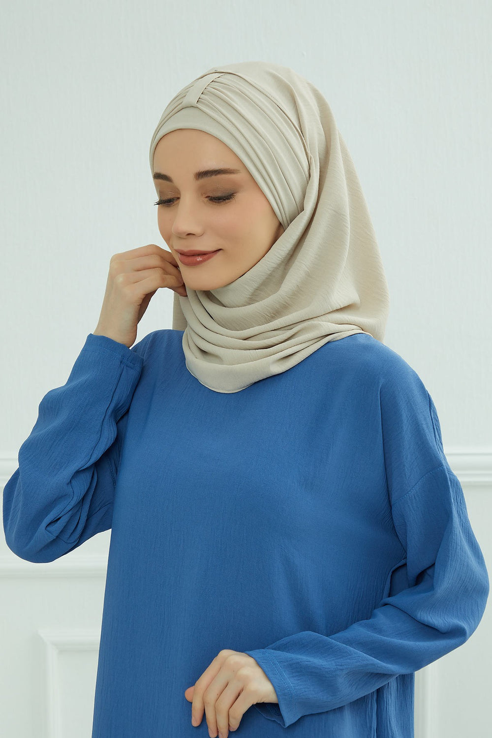 Practical Stylish Aerobin Shawl for Women, Effortless Aerobin Instant Shawl, Breathable Pleated Women Shawl Headscarf Lightweight,CPS-91 Beige