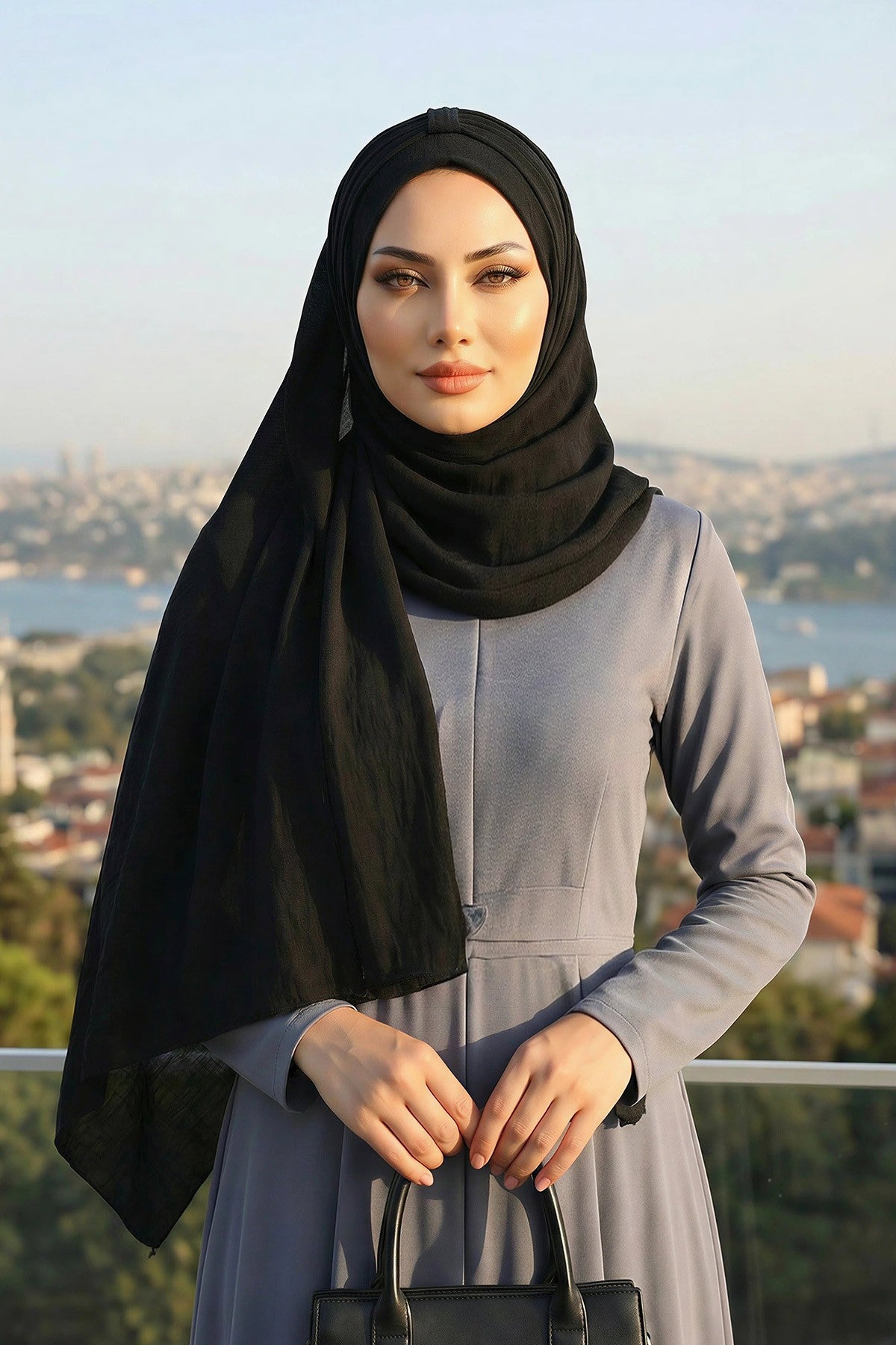 Practical Stylish Aerobin Shawl for Women, Effortless Aerobin Instant Shawl, Breathable Pleated Women Shawl Headscarf Lightweight,CPS-91 Black