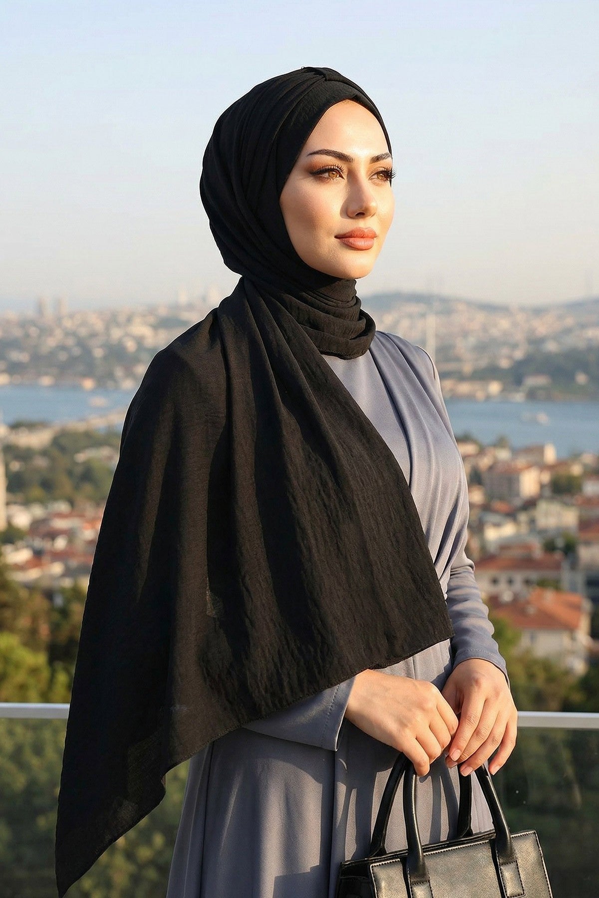 Practical Stylish Aerobin Shawl for Women, Effortless Aerobin Instant Shawl, Breathable Pleated Women Shawl Headscarf Lightweight,CPS-91 Black
