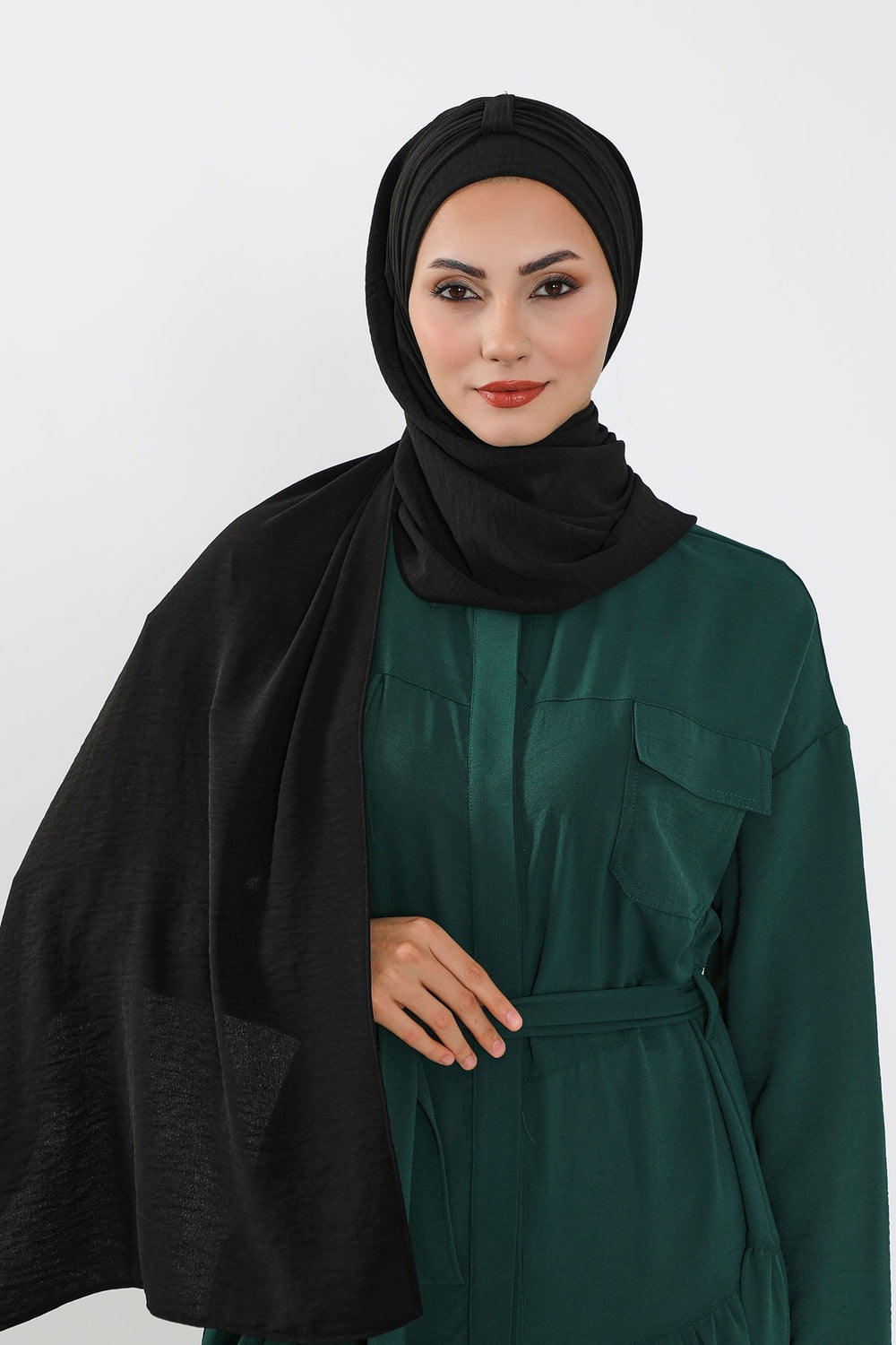 Practical Stylish Aerobin Shawl for Women, Effortless Aerobin Instant Shawl, Breathable Pleated Women Shawl Headscarf Lightweight,CPS-91 Black