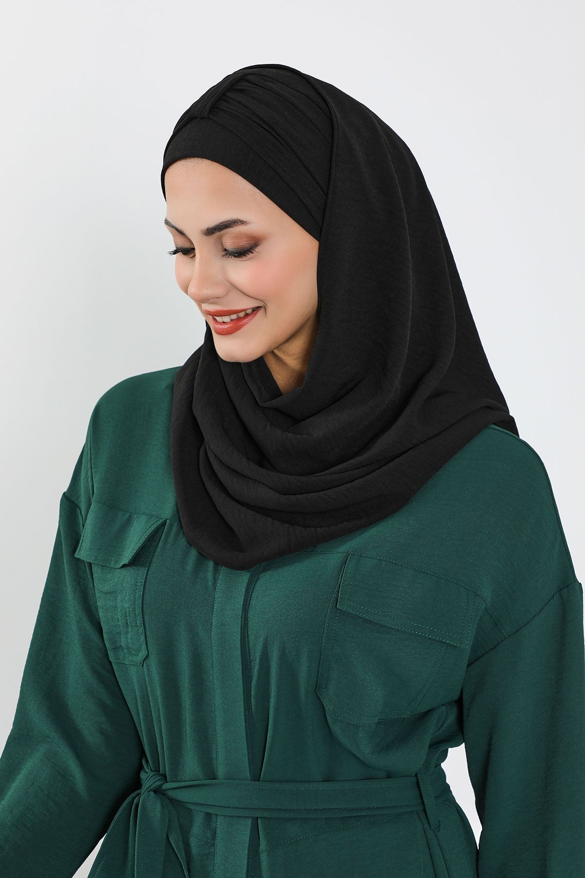 Practical Stylish Aerobin Shawl for Women, Effortless Aerobin Instant Shawl, Breathable Pleated Women Shawl Headscarf Lightweight,CPS-91 Black
