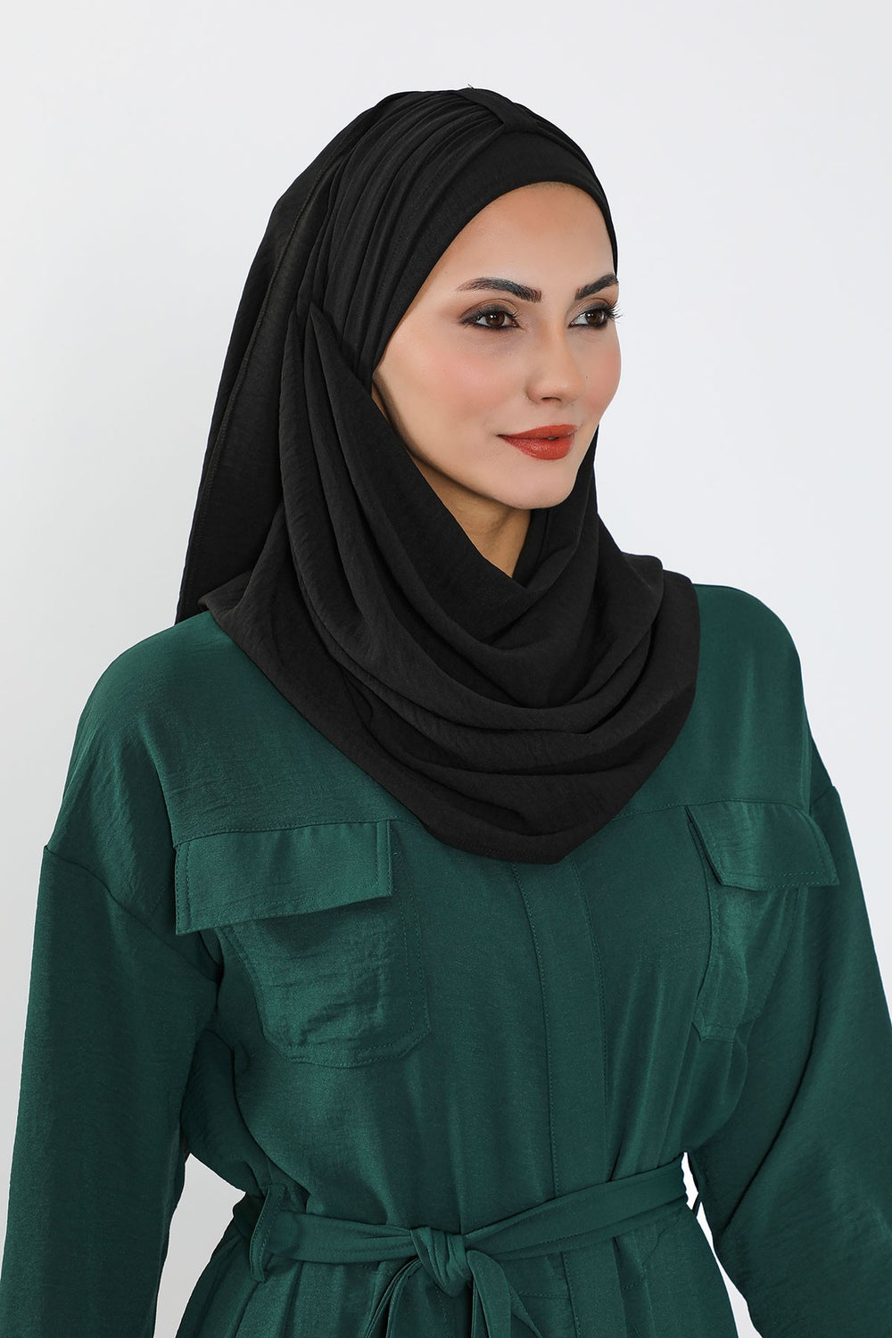 Practical Stylish Aerobin Shawl for Women, Effortless Aerobin Instant Shawl, Breathable Pleated Women Shawl Headscarf Lightweight,CPS-91 Black