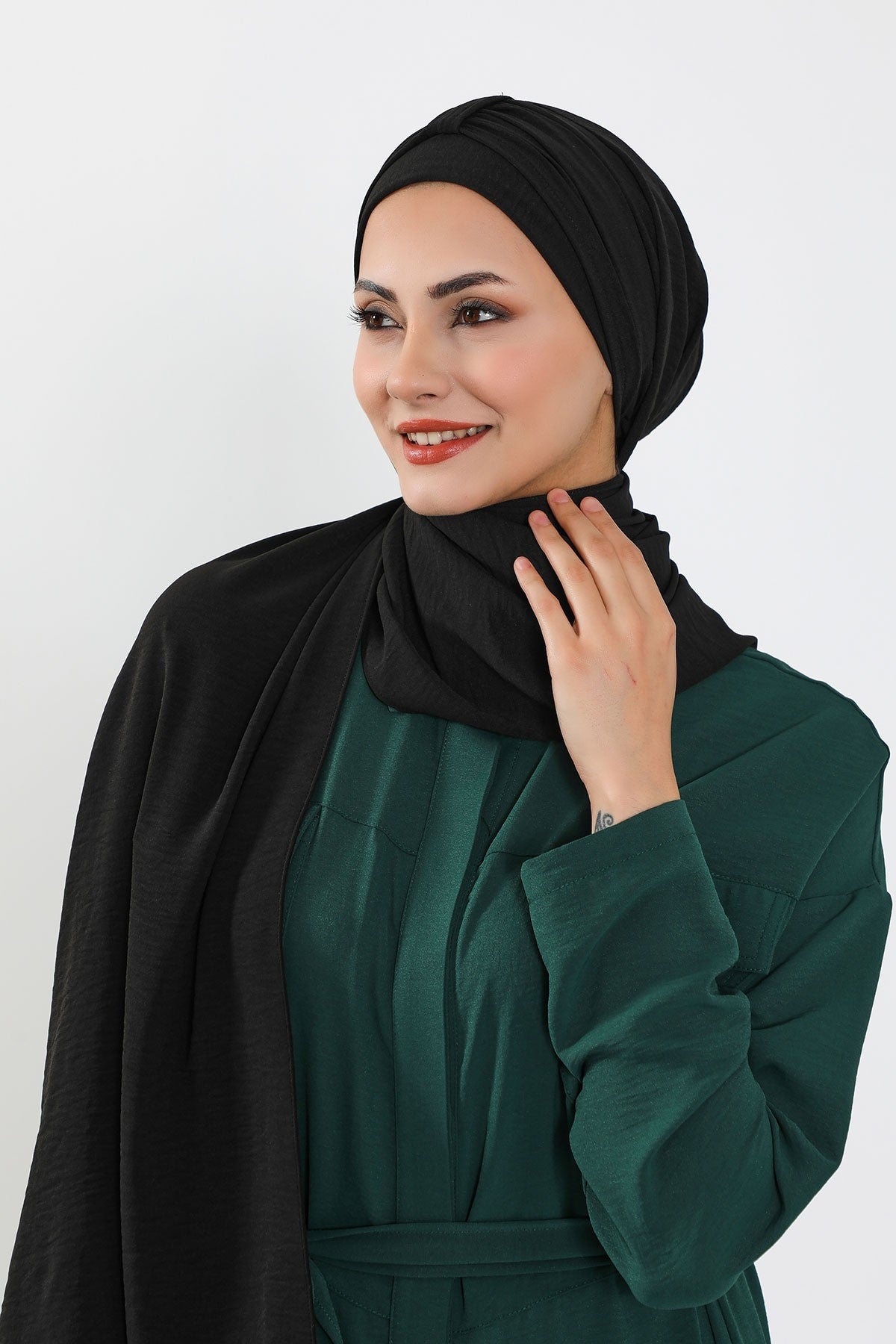Practical Stylish Aerobin Shawl for Women, Effortless Aerobin Instant Shawl, Breathable Pleated Women Shawl Headscarf Lightweight,CPS-91 Black