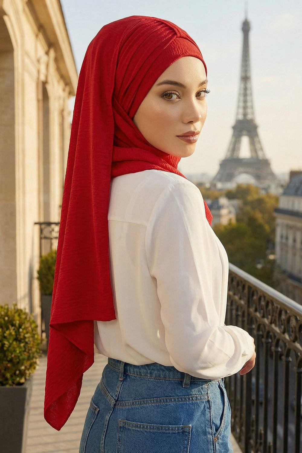 Practical Stylish Aerobin Shawl for Women, Effortless Aerobin Instant Shawl, Breathable Pleated Women Shawl Headscarf Lightweight,CPS-91 Red
