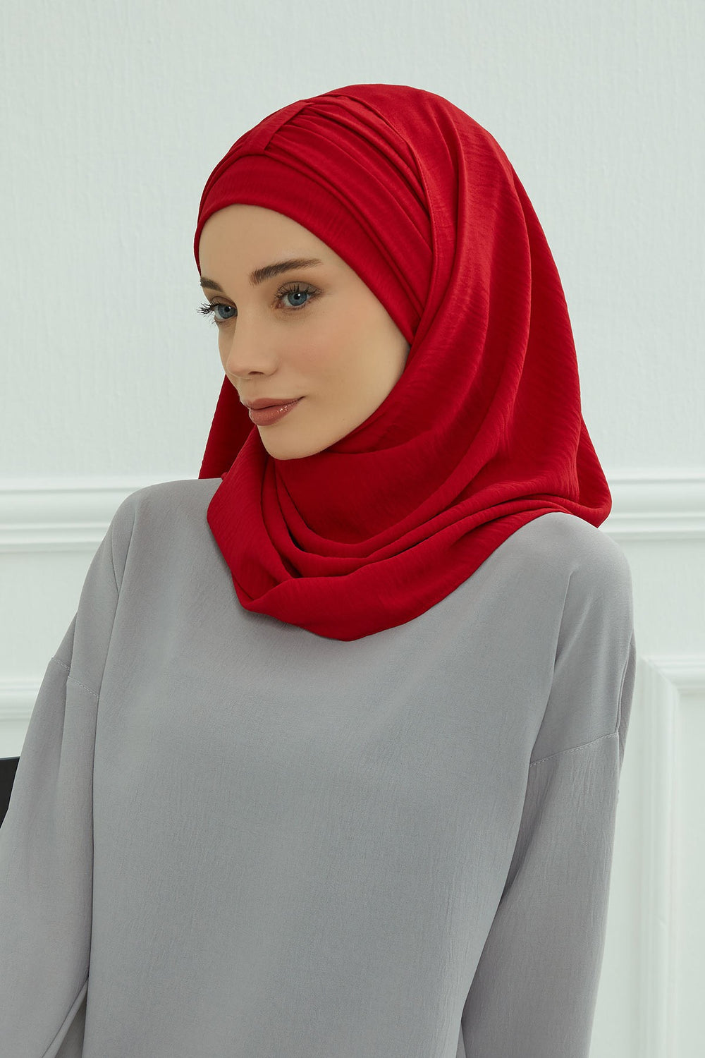 Practical Stylish Aerobin Shawl for Women, Effortless Aerobin Instant Shawl, Breathable Pleated Women Shawl Headscarf Lightweight,CPS-91 Red
