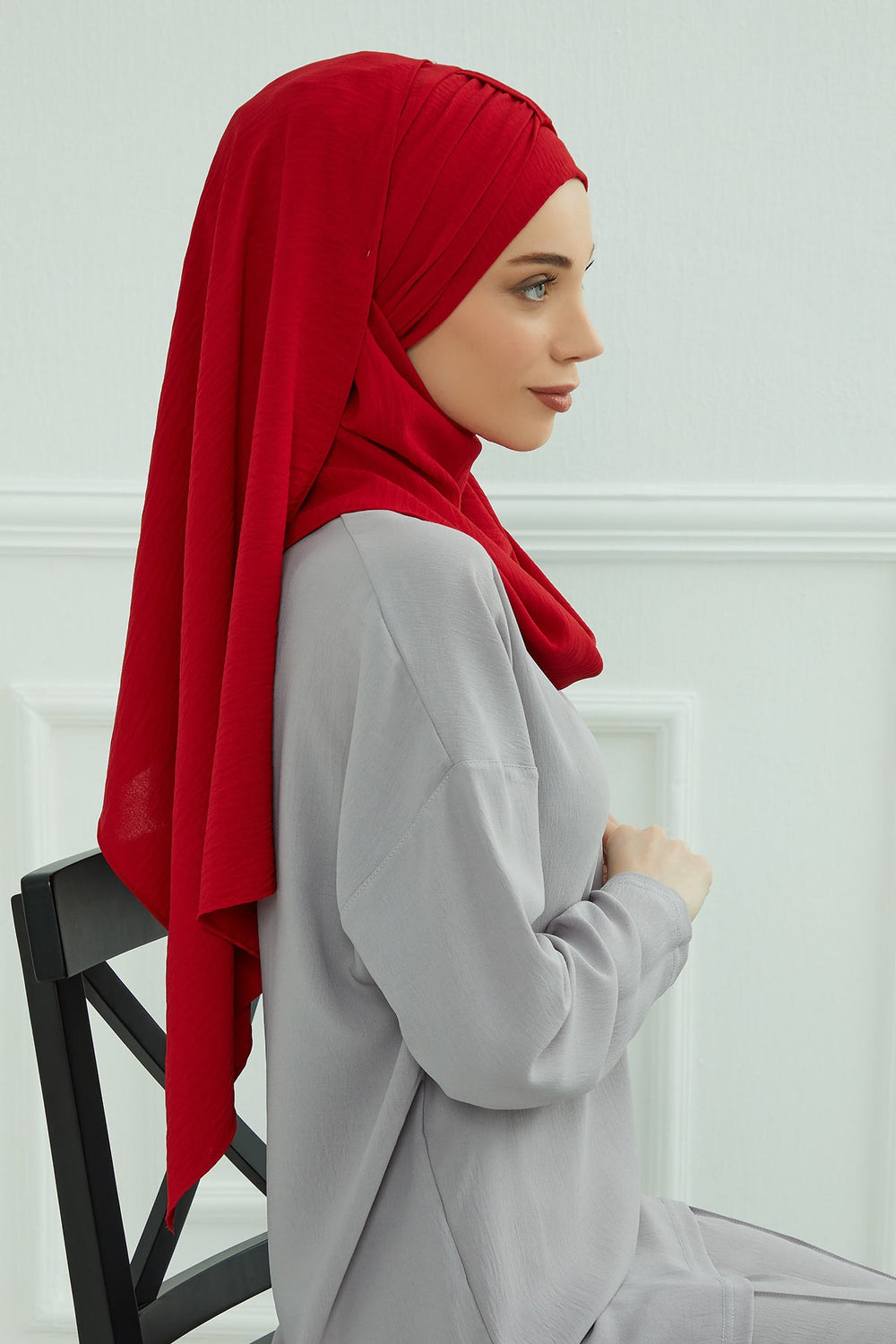 Practical Stylish Aerobin Shawl for Women, Effortless Aerobin Instant Shawl, Breathable Pleated Women Shawl Headscarf Lightweight,CPS-91 Red