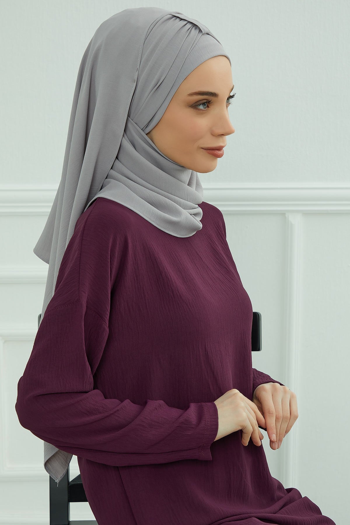 Practical Stylish Aerobin Shawl for Women, Effortless Aerobin Instant Shawl, Breathable Pleated Women Shawl Headscarf Lightweight,CPS-91 Grey