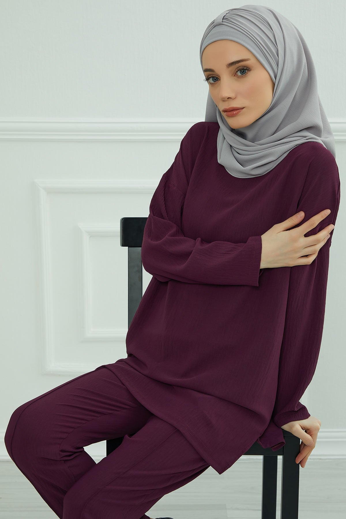 Practical Stylish Aerobin Shawl for Women, Effortless Aerobin Instant Shawl, Breathable Pleated Women Shawl Headscarf Lightweight,CPS-91 Grey