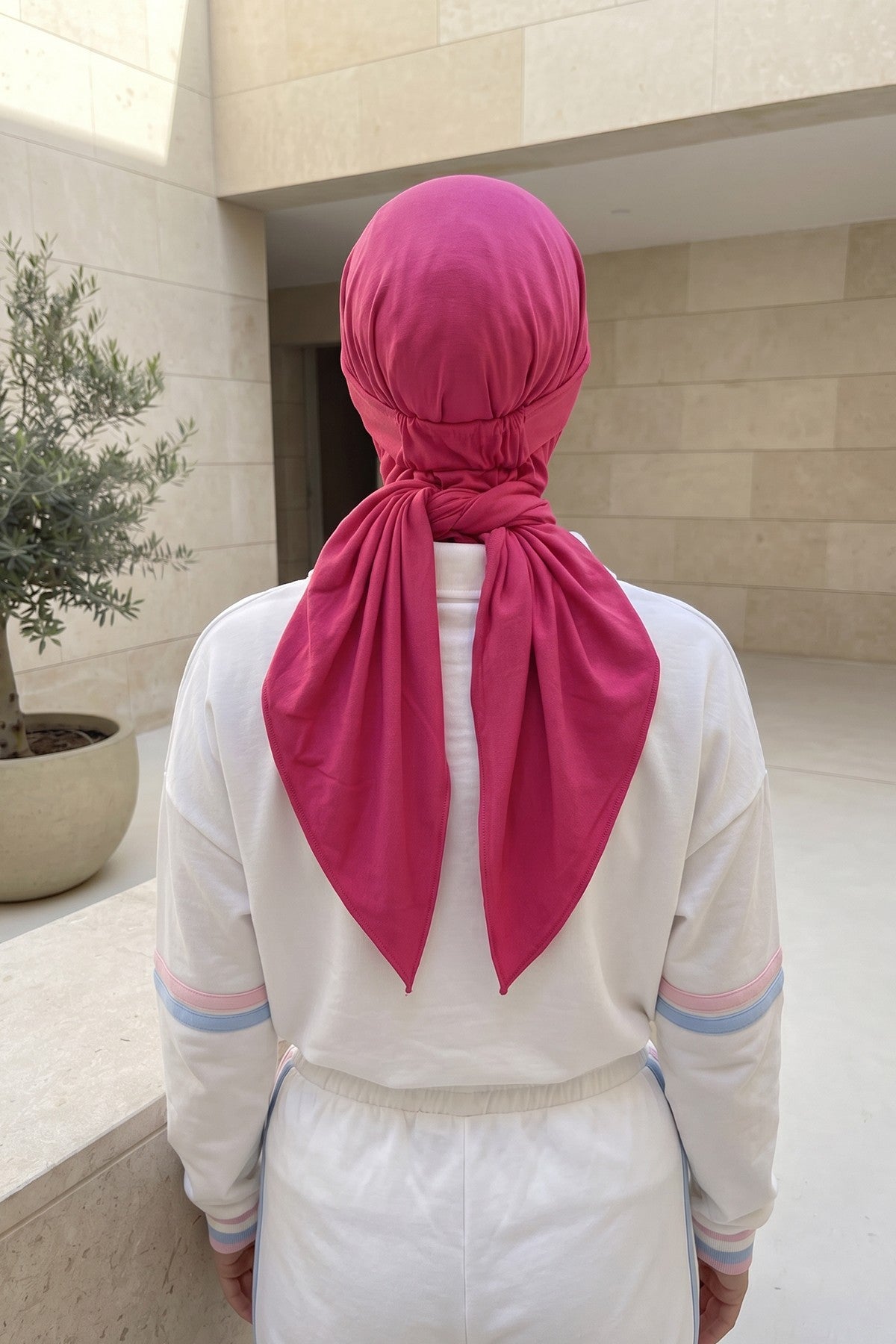 Practical Triangle Hijab with Adjustable Visor,SPS-2 Fuchsia