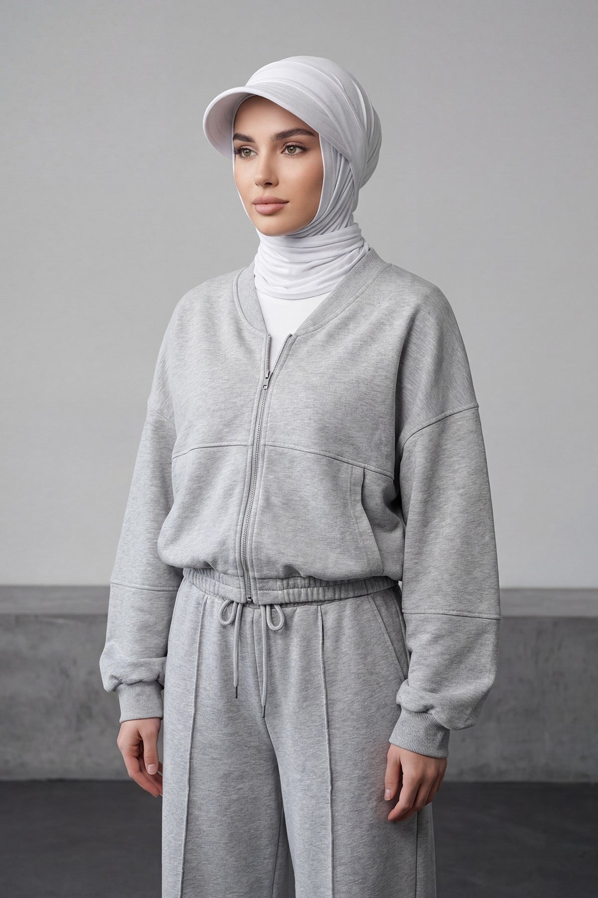 Practical Triangle Hijab with Adjustable Visor,SPS-2 White