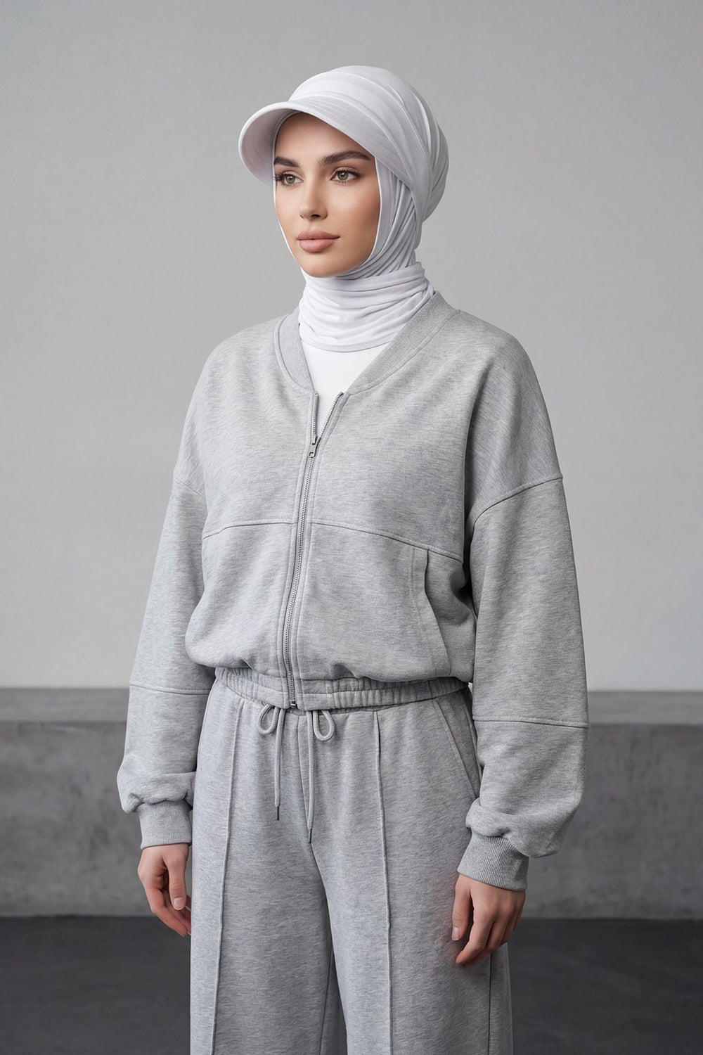 Practical Triangle Hijab with Adjustable Visor,SPS-2 White