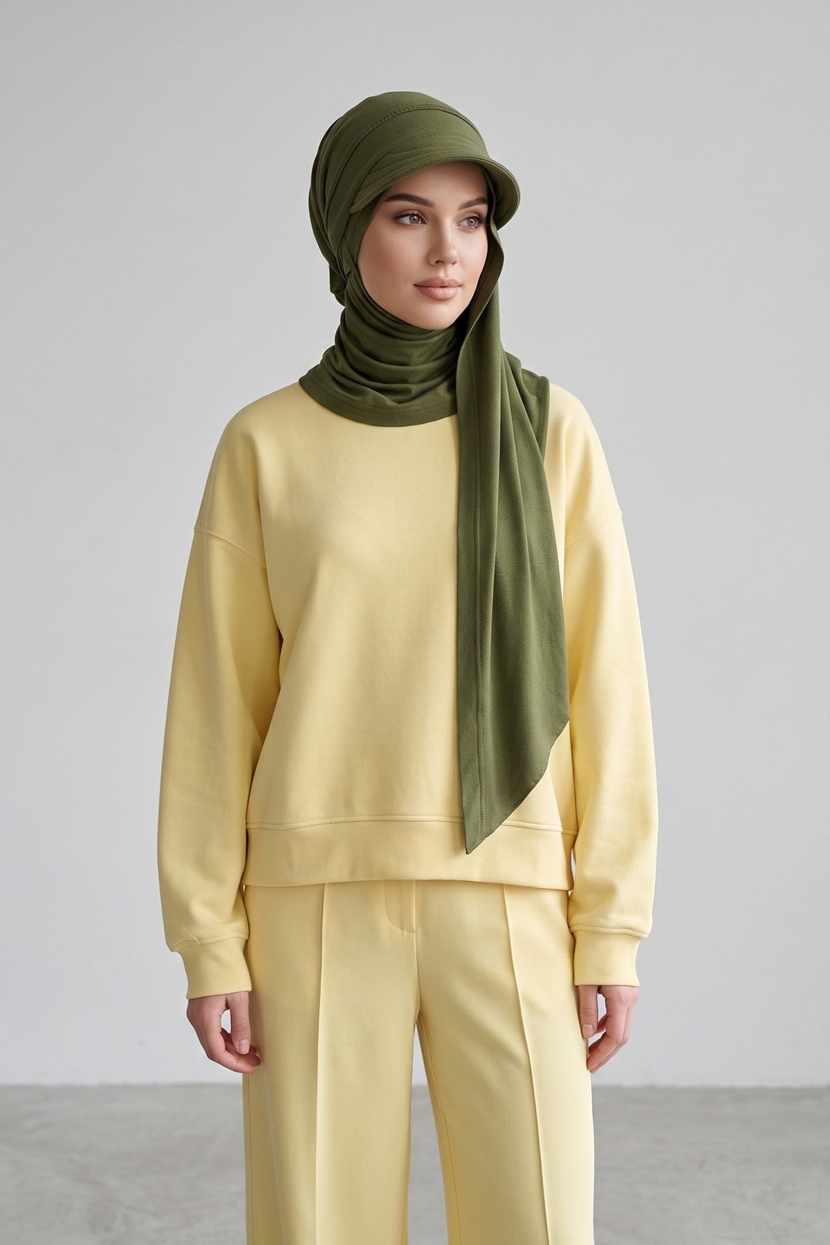 Practical Triangle Hijab with Adjustable Visor,SPS-2 Army Green