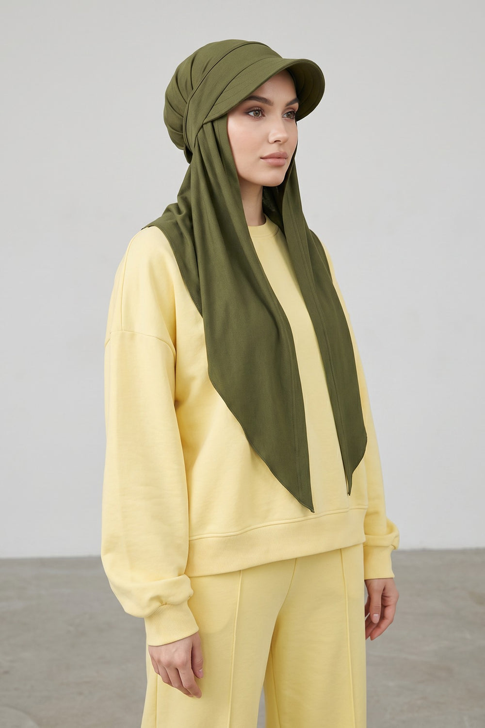 Practical Triangle Hijab with Adjustable Visor,SPS-2 Army Green