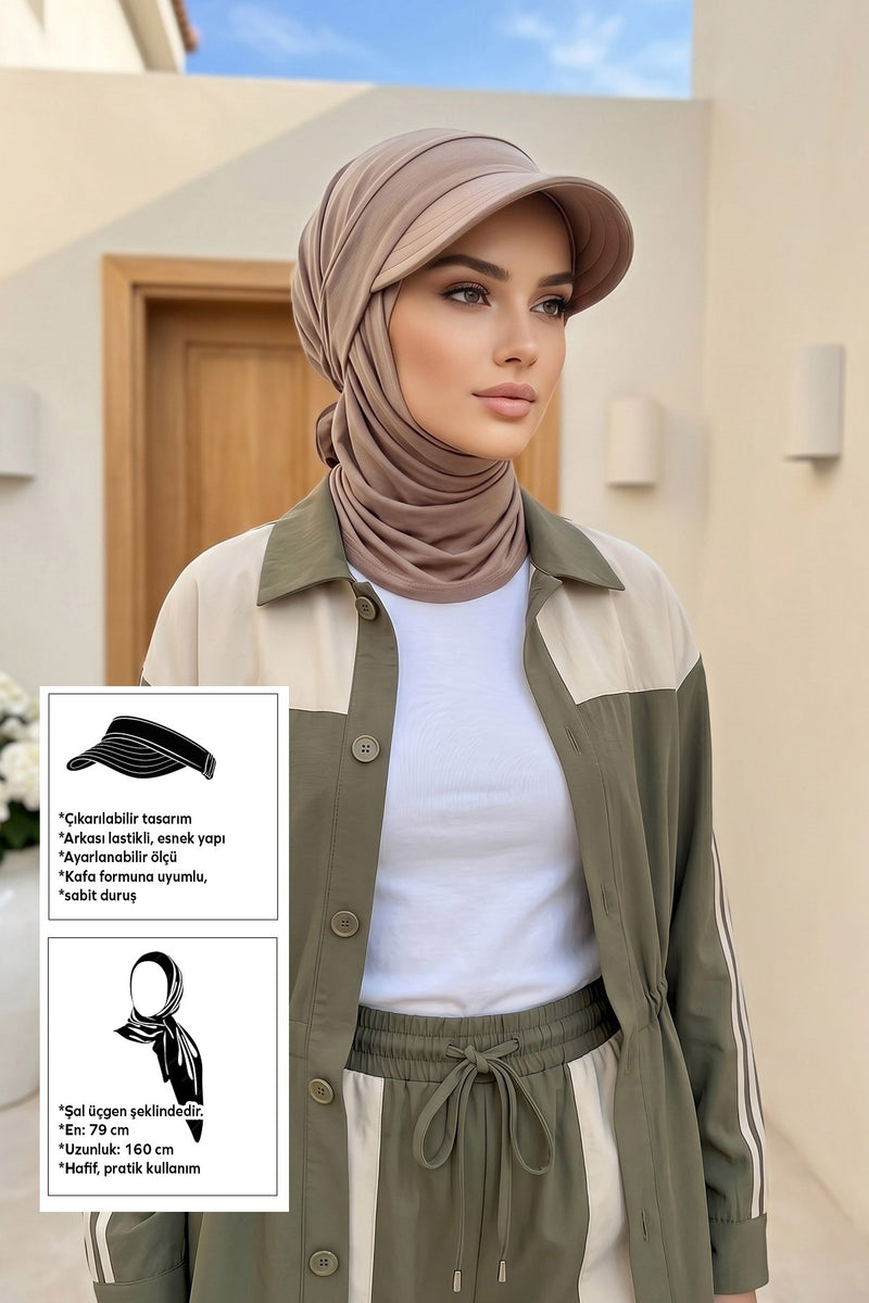 Practical Triangle Hijab with Adjustable Visor,SPS-2