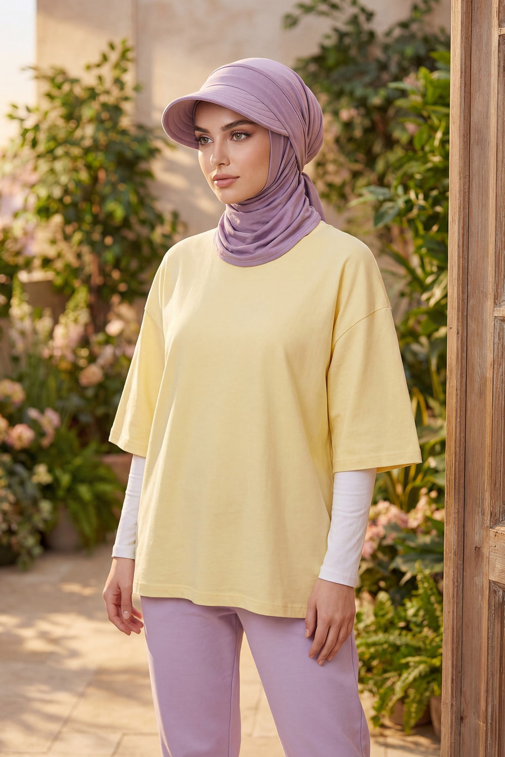 Practical Triangle Hijab with Adjustable Visor,SPS-2 Lilac