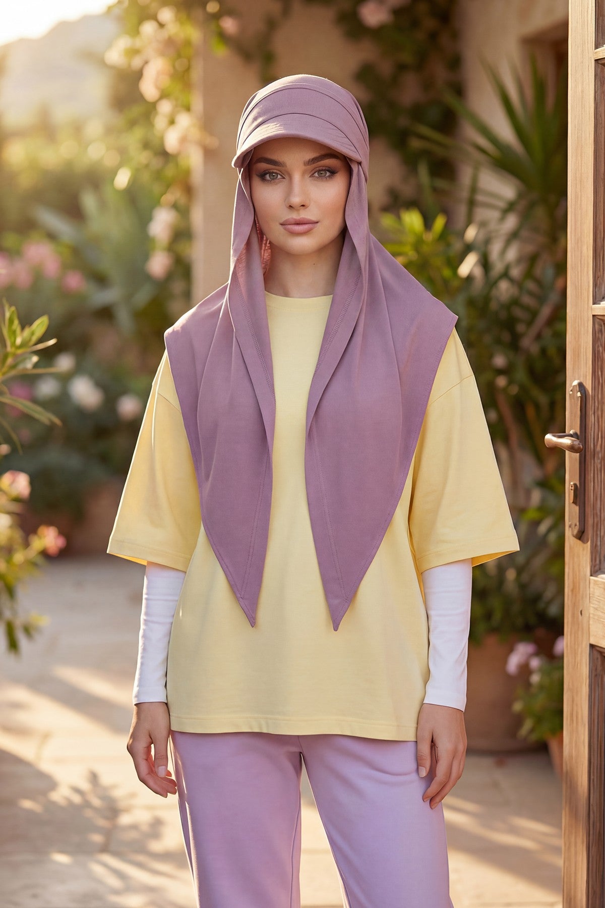 Practical Triangle Hijab with Adjustable Visor,SPS-2 Lilac