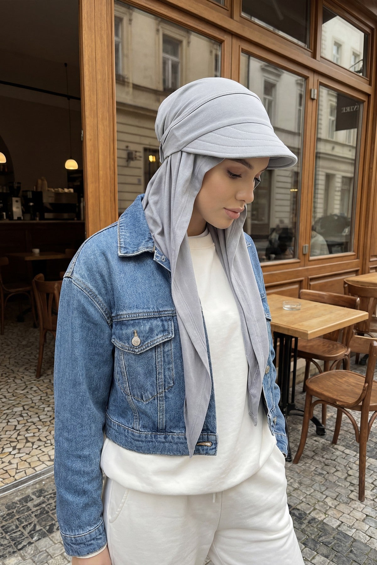 Practical Triangle Hijab with Adjustable Visor,SPS-2 Grey 2