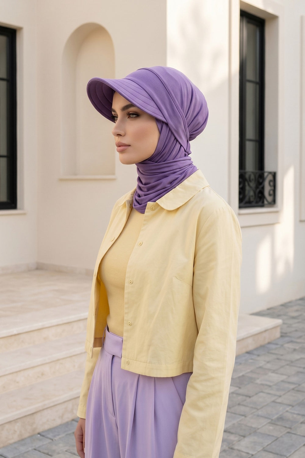 Practical Triangle Hijab with Adjustable Visor,SPS-2 Purple 2