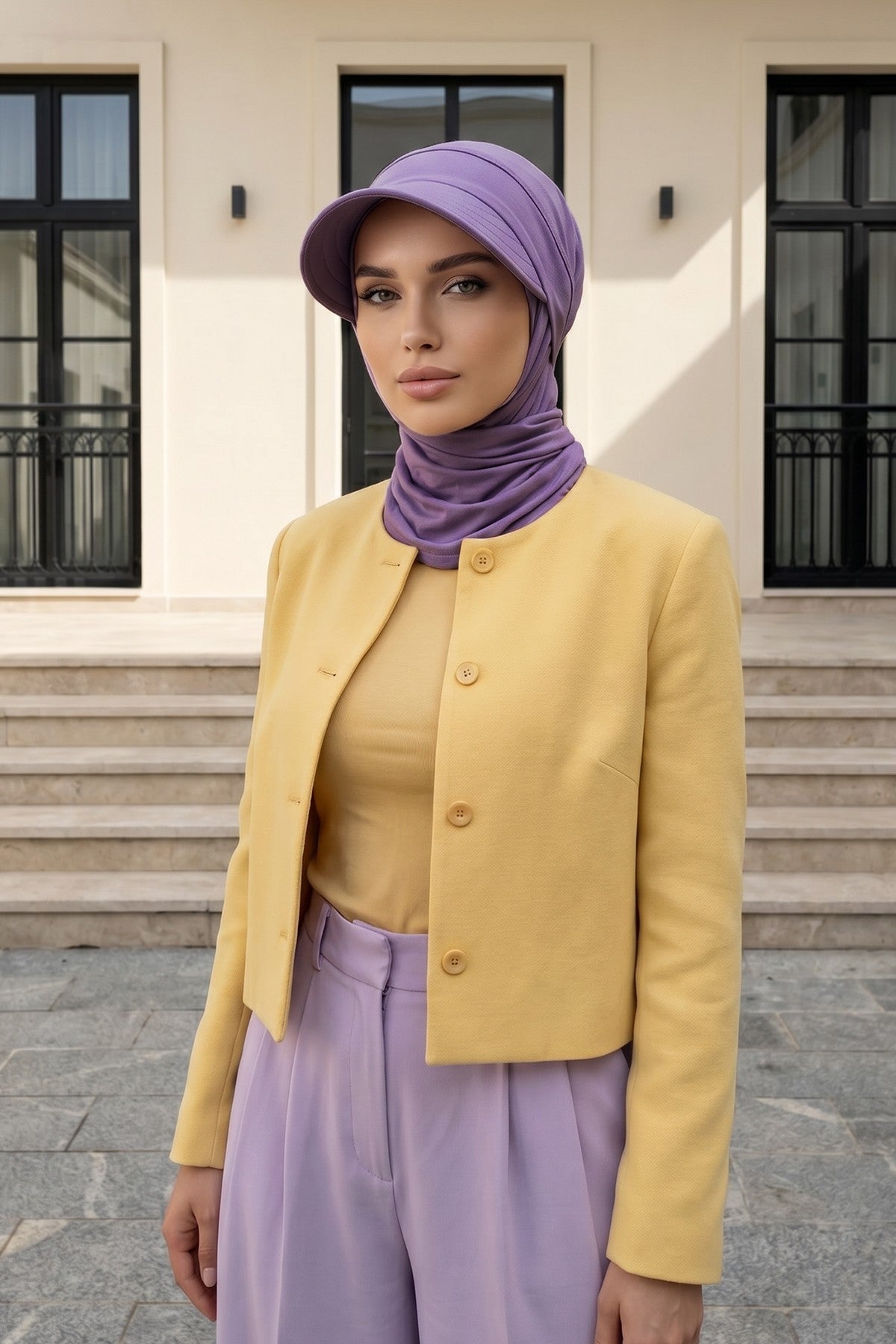 Practical Triangle Hijab with Adjustable Visor,SPS-2 Purple 2