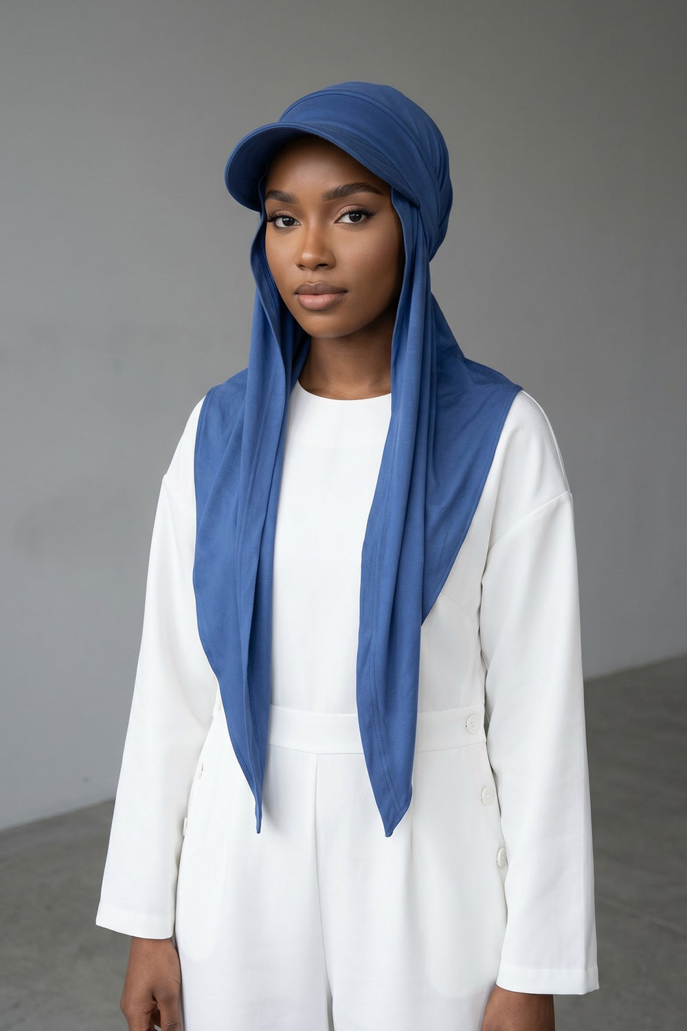 Practical Triangle Hijab with Adjustable Visor,SPS-2 İndigo