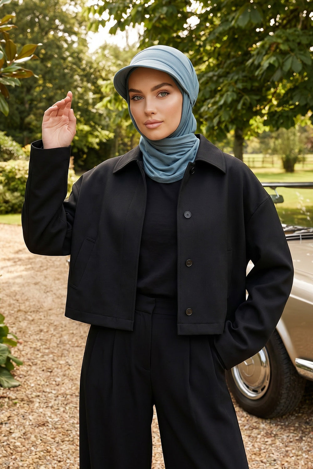 Practical Triangle Hijab with Adjustable Visor,SPS-2 Dark Mint