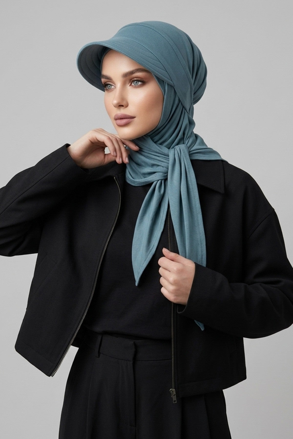 Practical Triangle Hijab with Adjustable Visor,SPS-2 Dark Mint