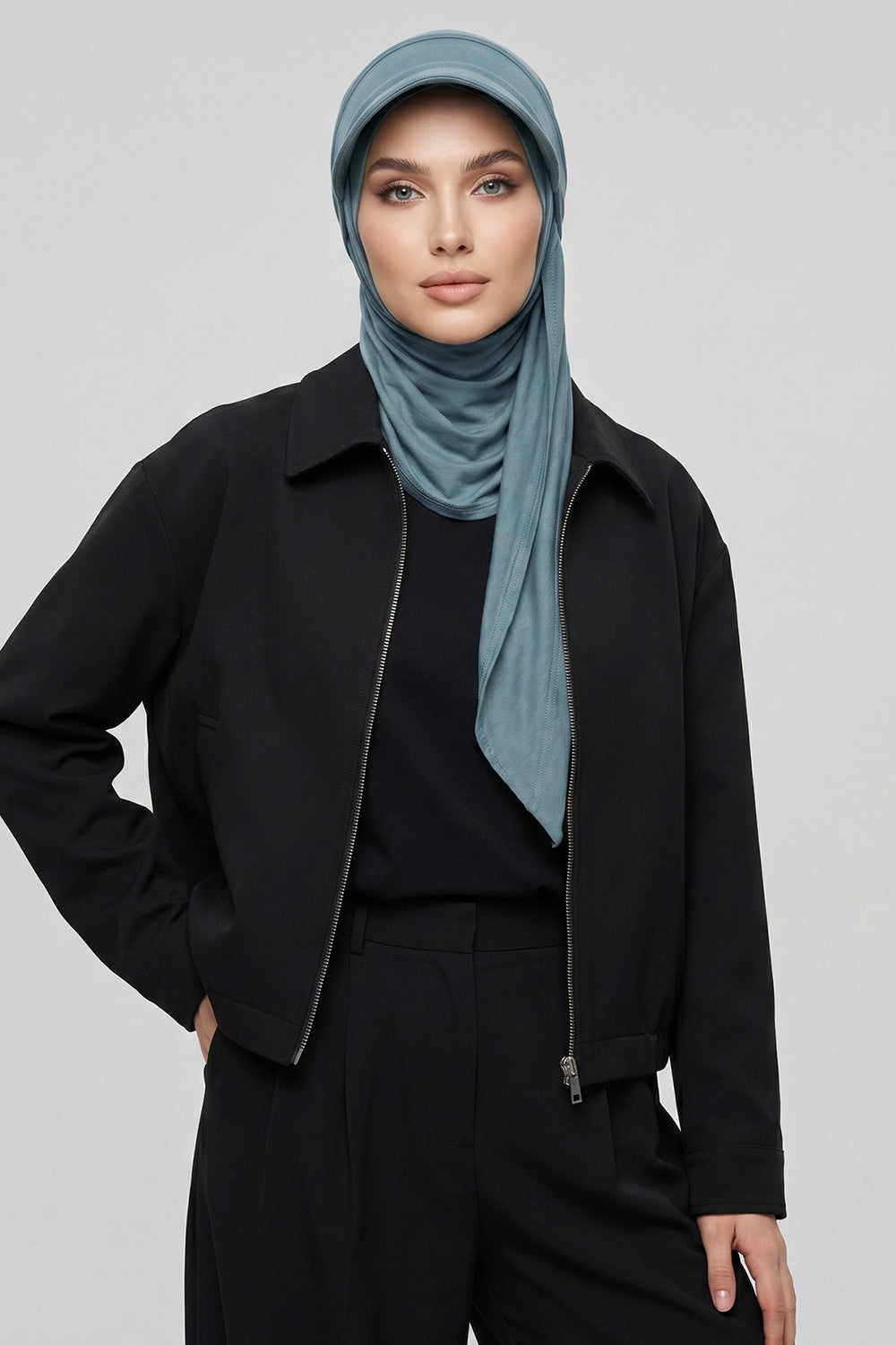 Practical Triangle Hijab with Adjustable Visor,SPS-2 Dark Mint