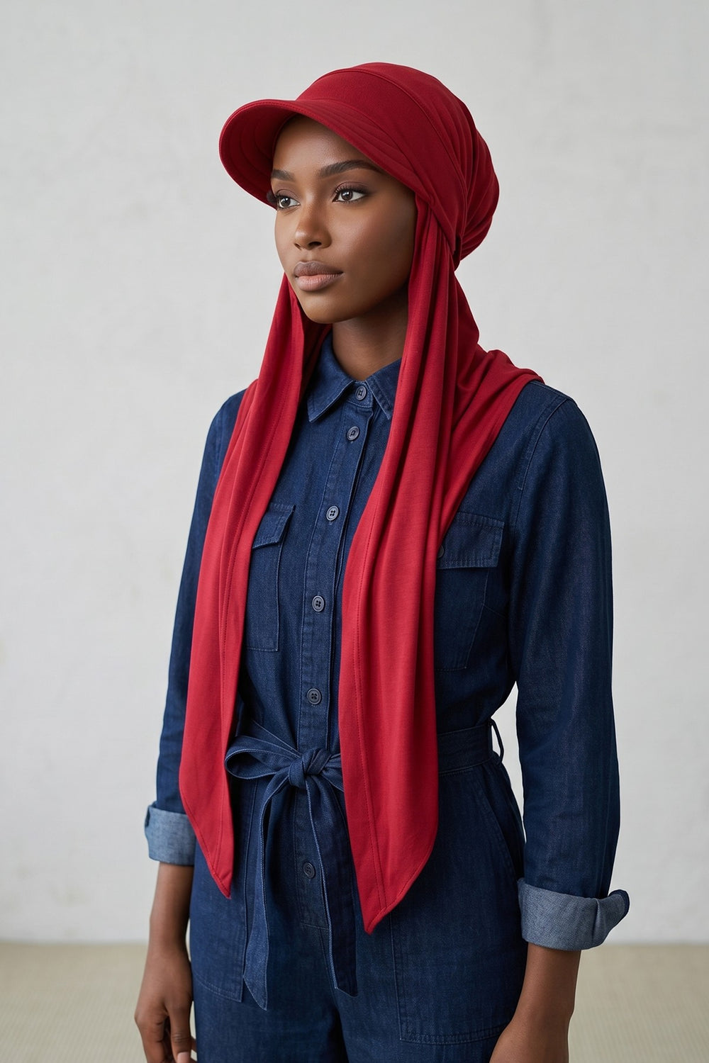 Practical Triangle Hijab with Adjustable Visor,SPS-2 Maroon