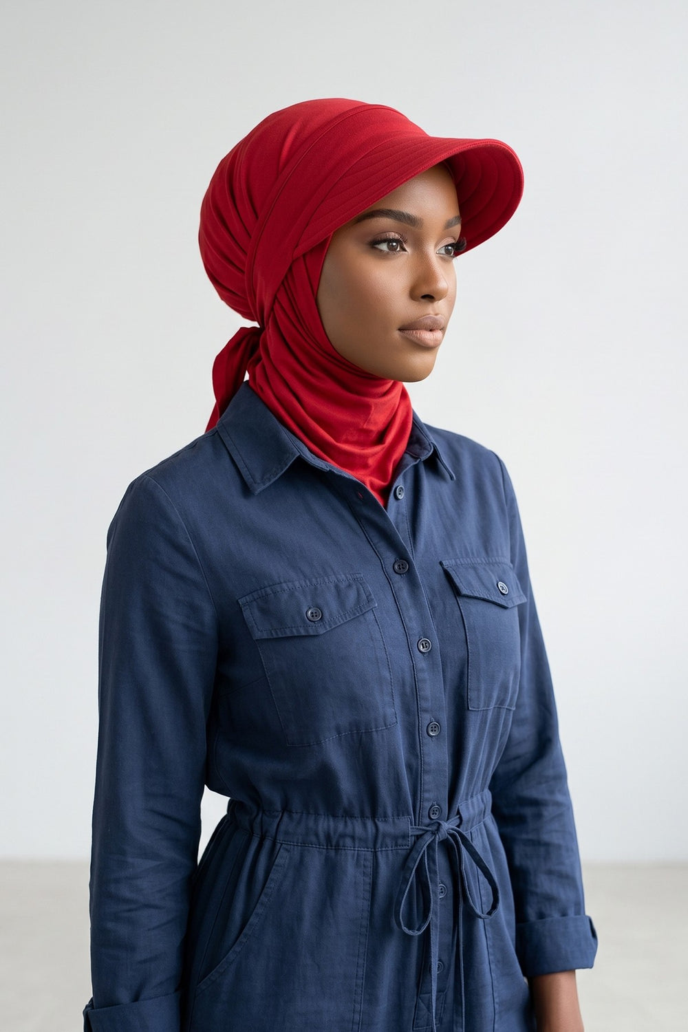 Practical Triangle Hijab with Adjustable Visor,SPS-2 Maroon