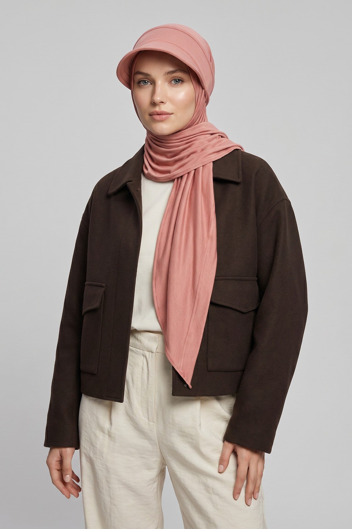 Practical Triangle Hijab with Adjustable Visor,SPS-2 Cappucino