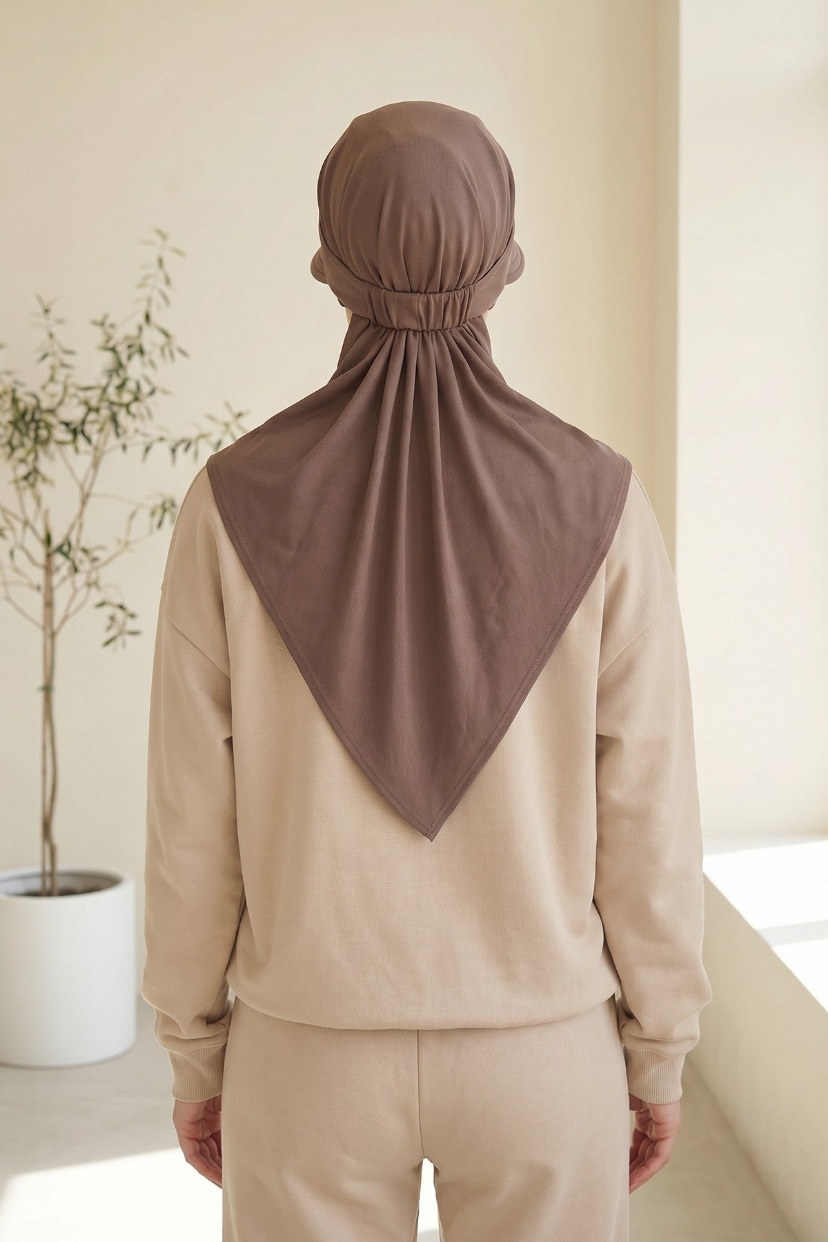 Practical Triangle Hijab with Adjustable Visor,SPS-2 Chocolate