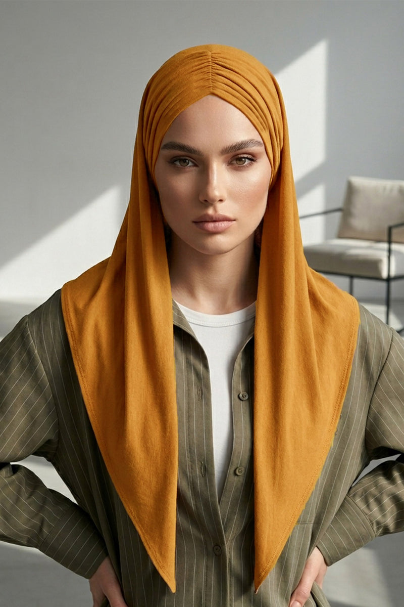 Pre-Styled Draped Jersey Hijab - Non-Slip, Breathable & Comfortable Ready-to-Wear Shawl,CPS-95