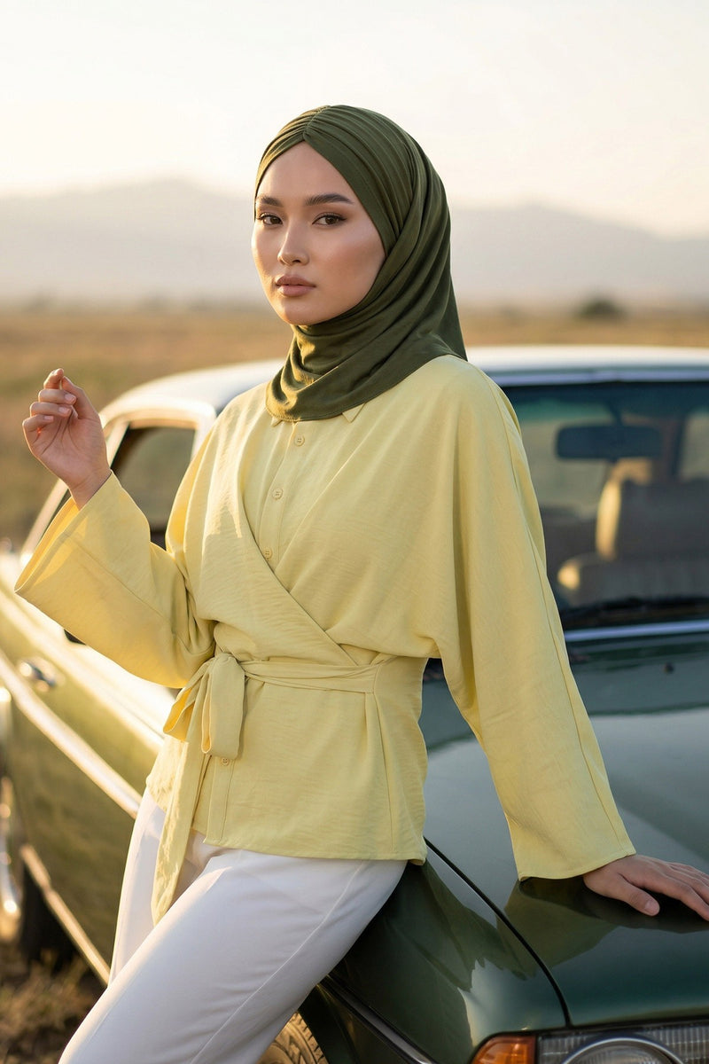 Pre-Styled Draped Jersey Hijab - Non-Slip, Breathable & Comfortable Ready-to-Wear Shawl,CPS-95