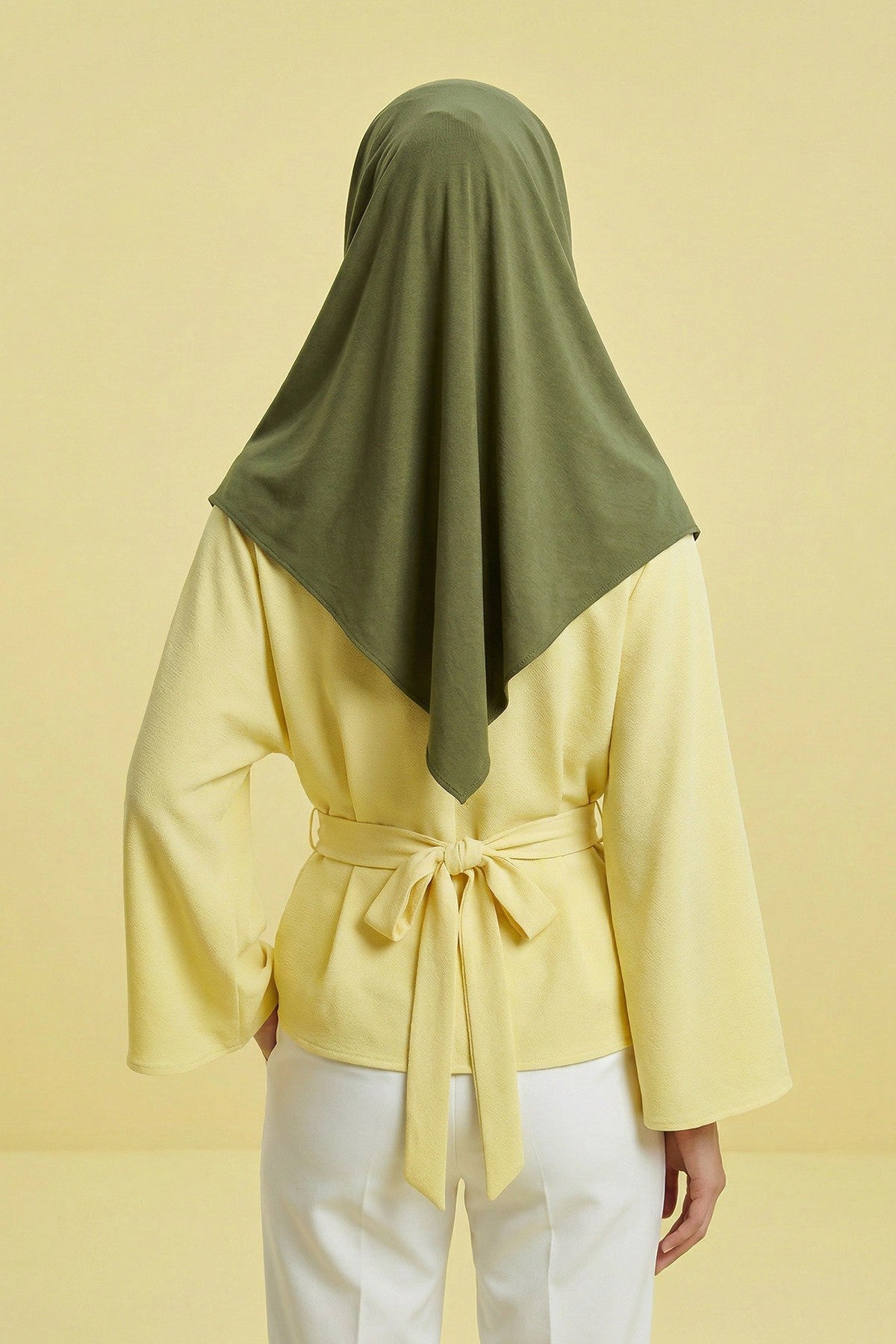 Pre-Styled Draped Jersey Hijab - Non-Slip, Breathable & Comfortable Ready-to-Wear Shawl,CPS-95 Army Green
