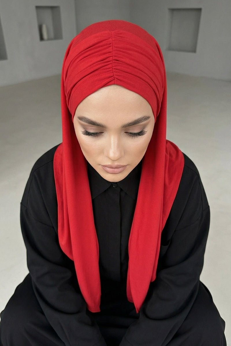 Pre-Styled Draped Jersey Hijab - Non-Slip, Breathable & Comfortable Ready-to-Wear Shawl,CPS-95