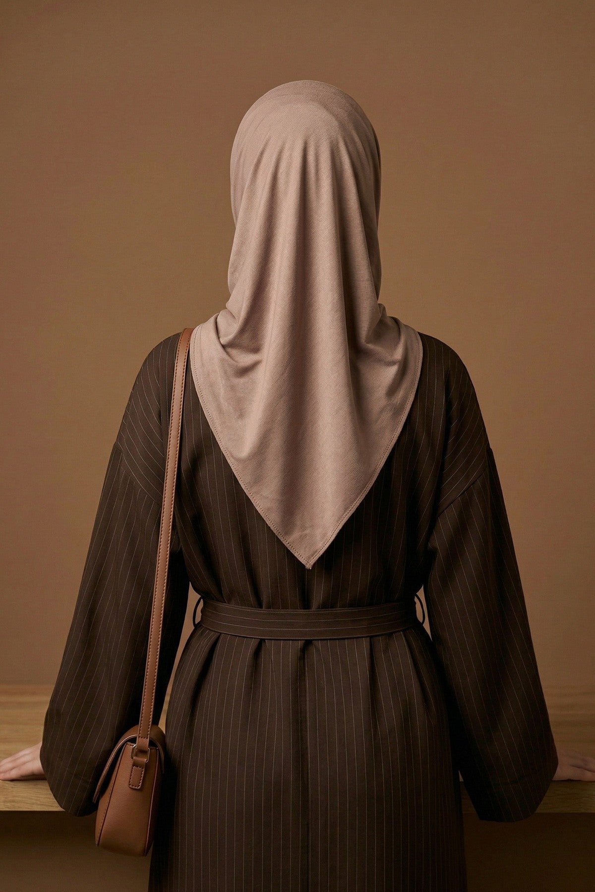 Pre-Styled Draped Jersey Hijab - Non-Slip, Breathable & Comfortable Ready-to-Wear Shawl,CPS-95 Mink