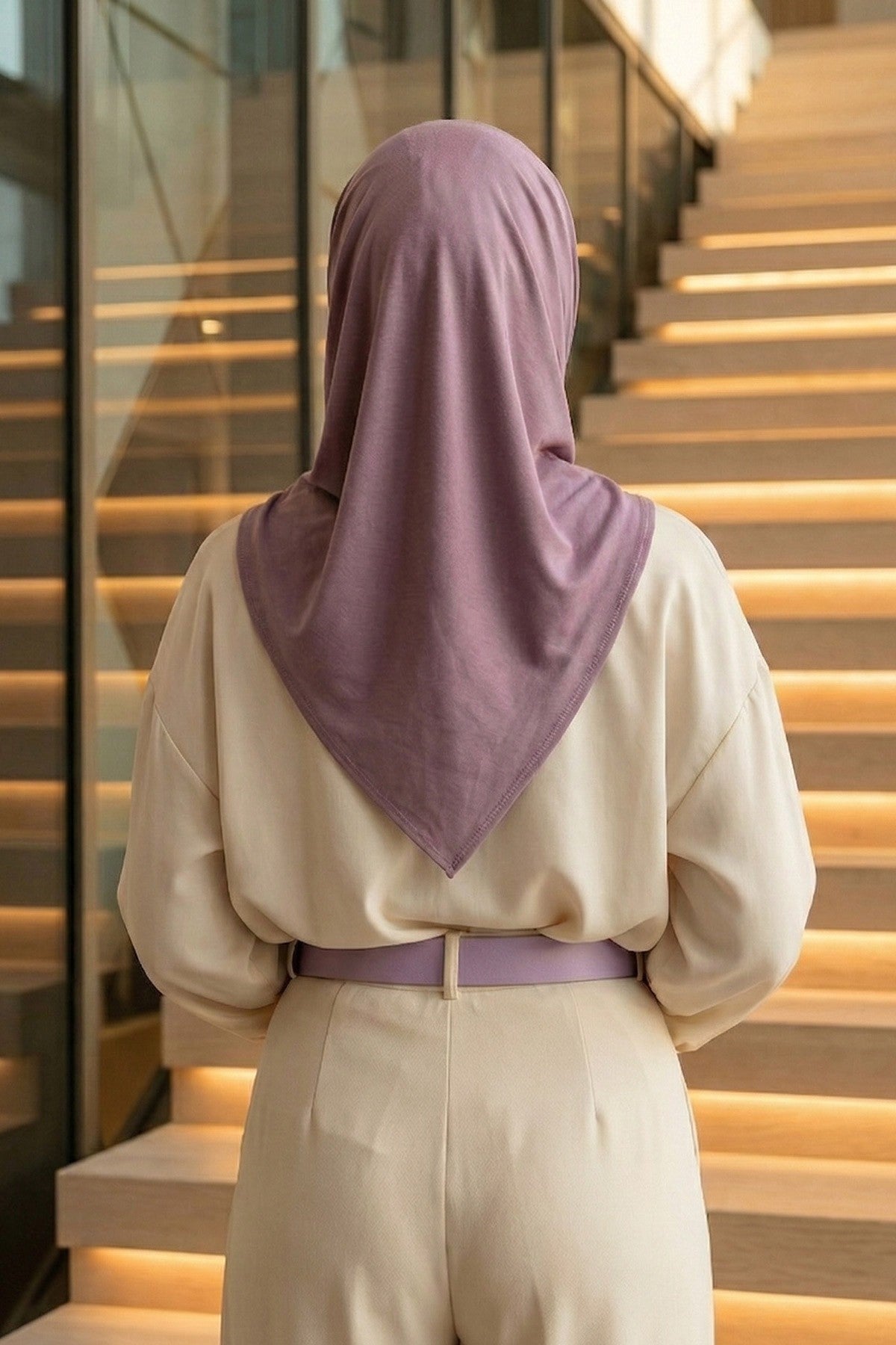 Pre-Styled Draped Jersey Hijab - Non-Slip, Breathable & Comfortable Ready-to-Wear Shawl,CPS-95 Lilac