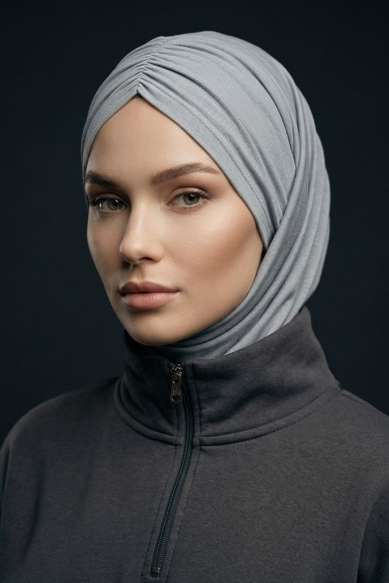 Pre-Styled Draped Jersey Hijab - Non-Slip, Breathable & Comfortable Ready-to-Wear Shawl,CPS-95