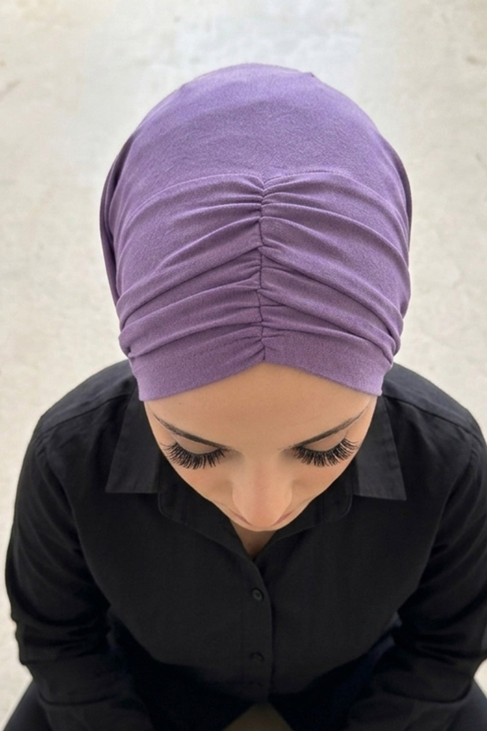 Pre-Styled Draped Jersey Hijab - Non-Slip, Breathable & Comfortable Ready-to-Wear Shawl,CPS-95 Purple 2