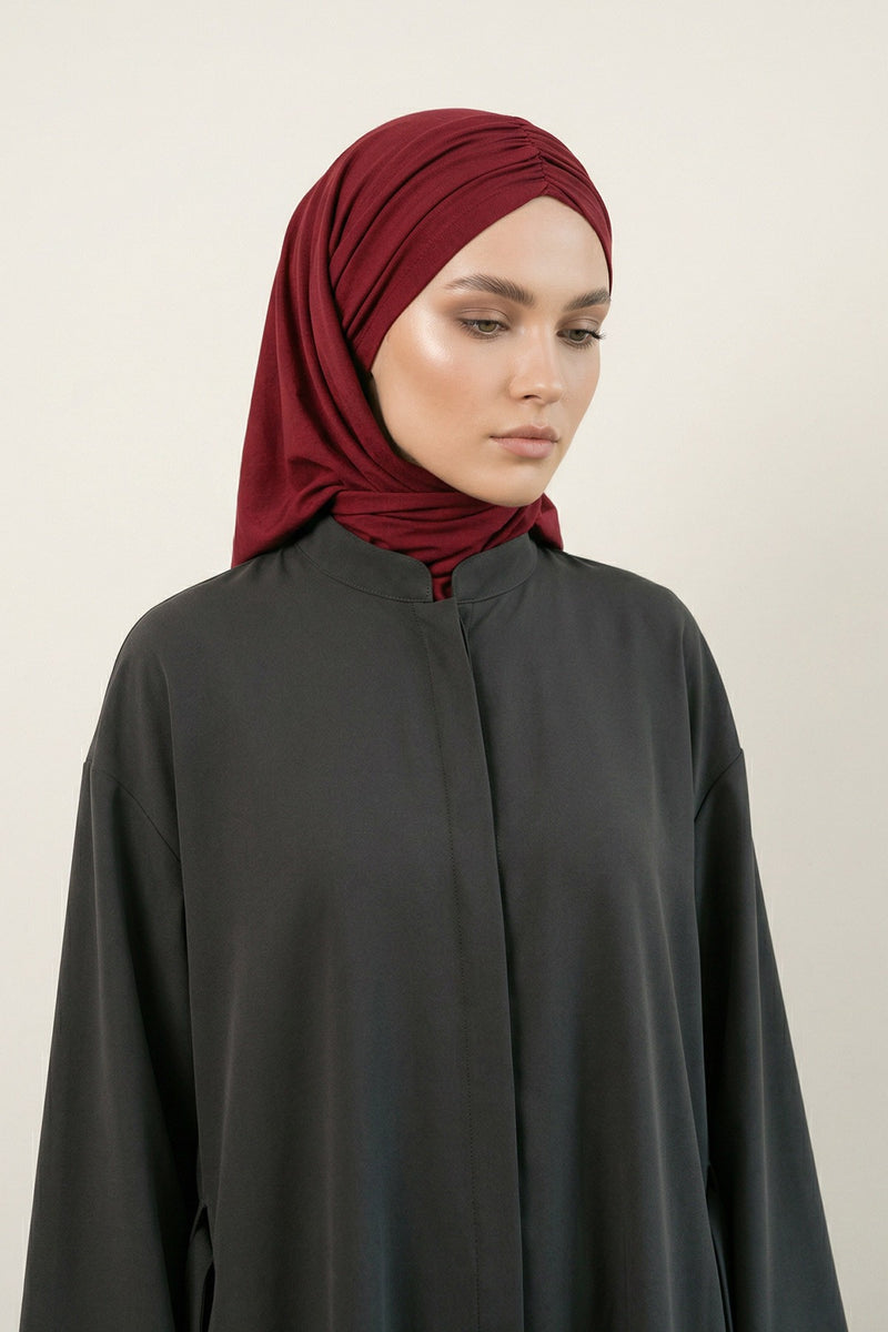 Pre-Styled Draped Jersey Hijab - Non-Slip, Breathable & Comfortable Ready-to-Wear Shawl,CPS-95