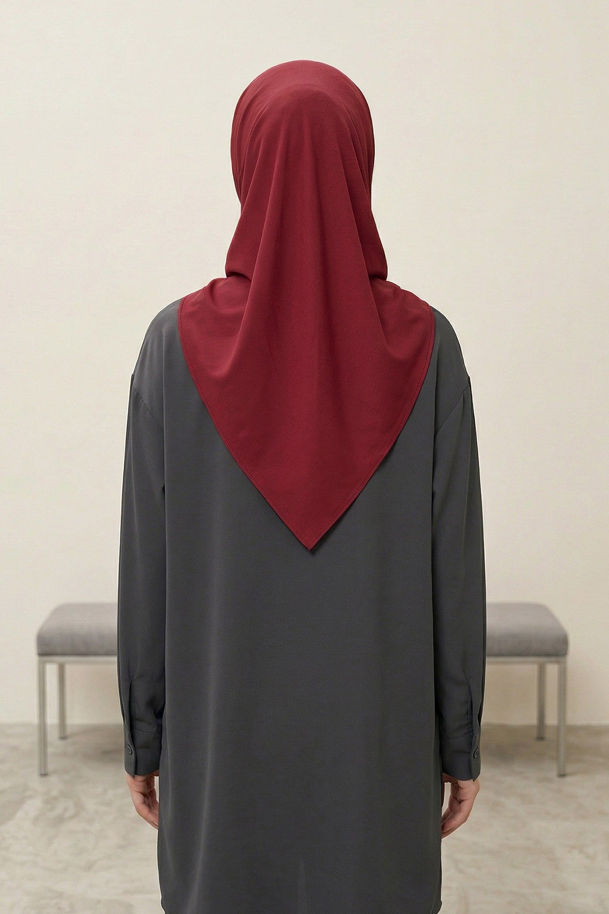 Pre-Styled Draped Jersey Hijab - Non-Slip, Breathable & Comfortable Ready-to-Wear Shawl,CPS-95 Maroon