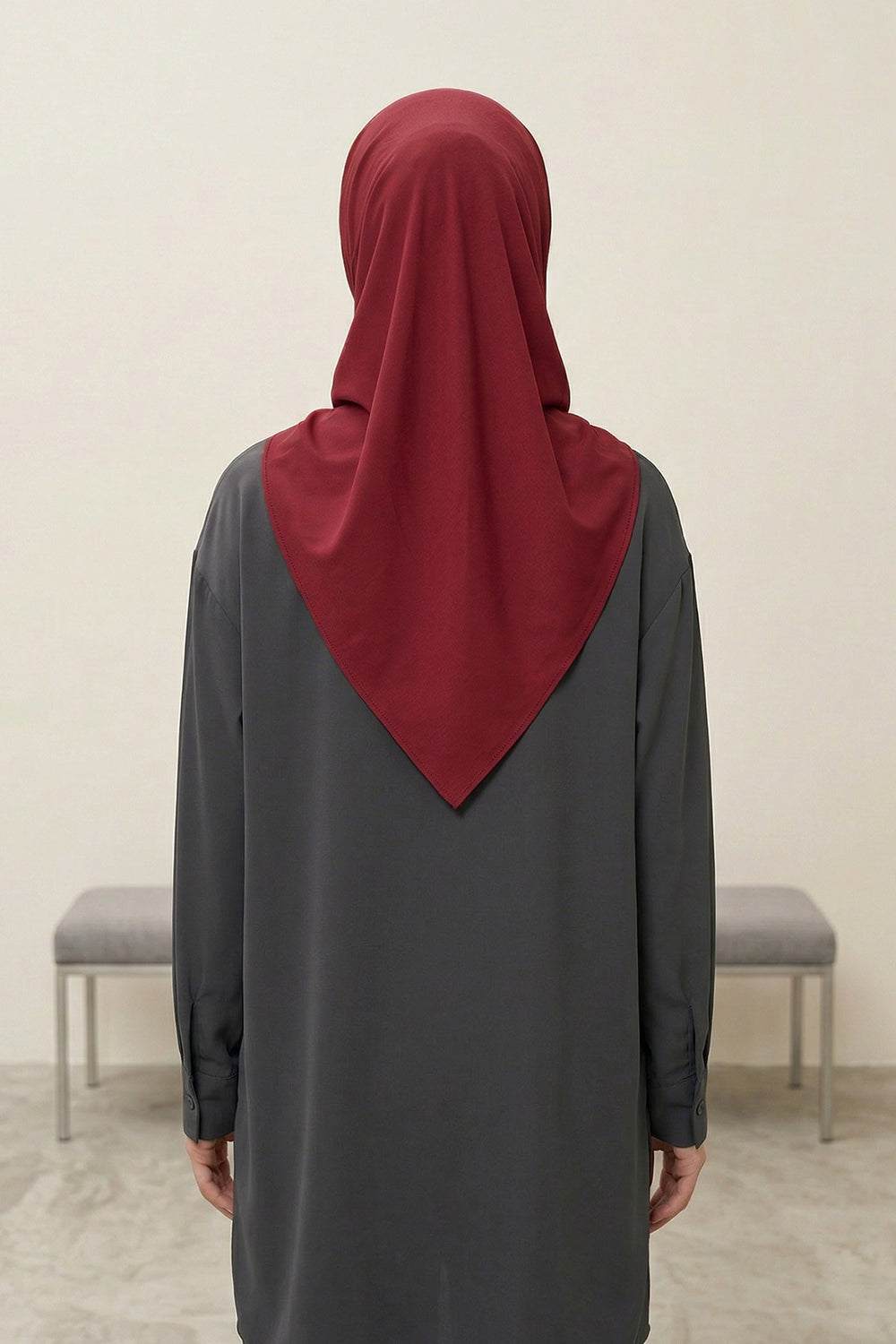 Pre-Styled Draped Jersey Hijab - Non-Slip, Breathable & Comfortable Ready-to-Wear Shawl,CPS-95 Maroon