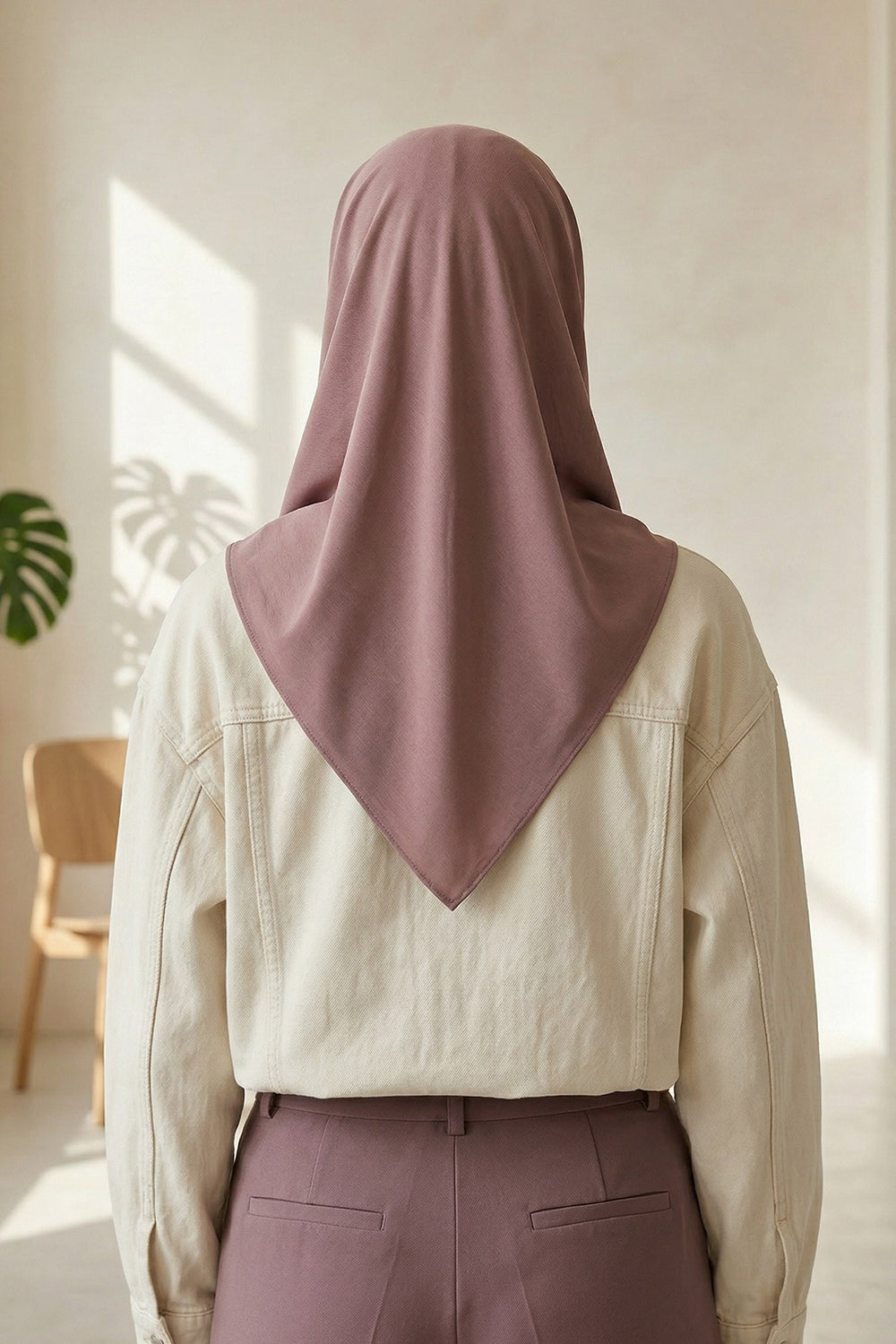 Pre-Styled Draped Jersey Hijab - Non-Slip, Breathable & Comfortable Ready-to-Wear Shawl,CPS-95 Dusty Rose