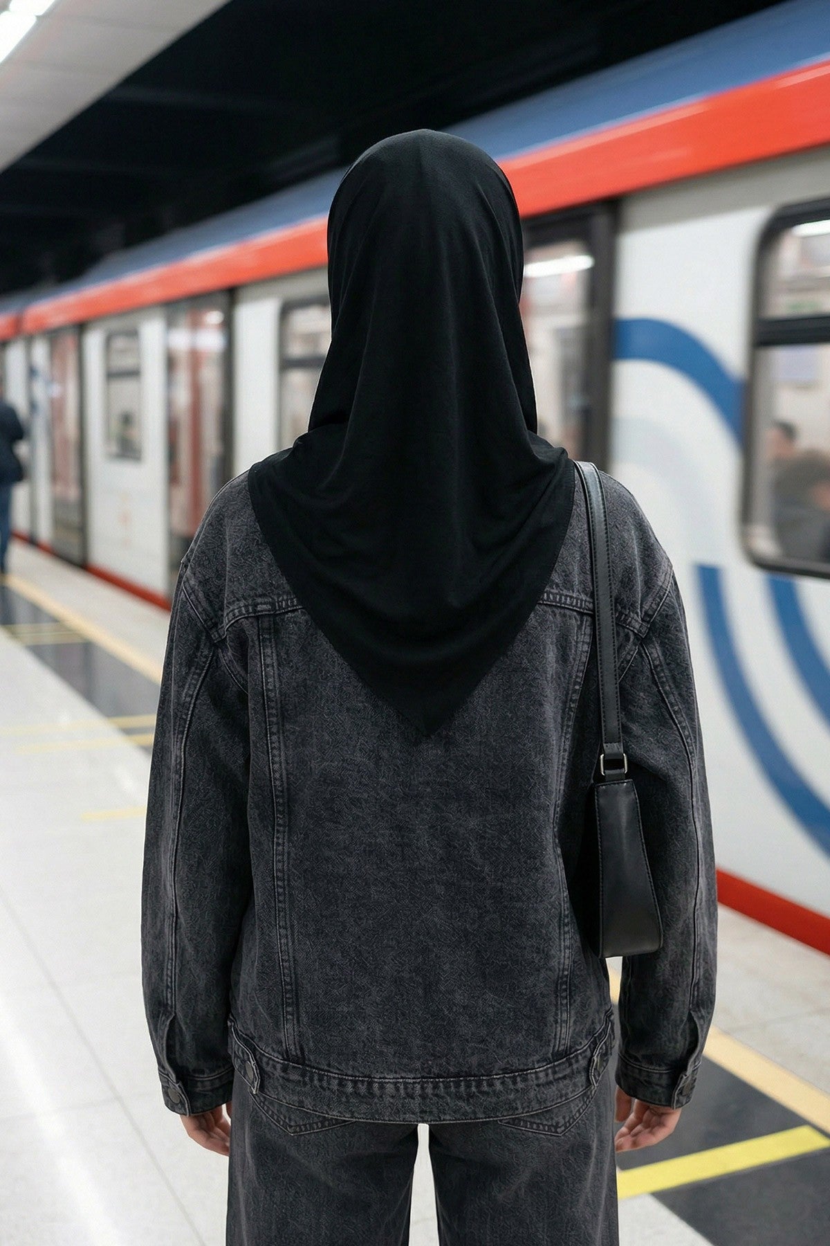 Pre-Styled Draped Jersey Hijab - Non-Slip, Breathable & Comfortable Ready-to-Wear Shawl,CPS-95 Black