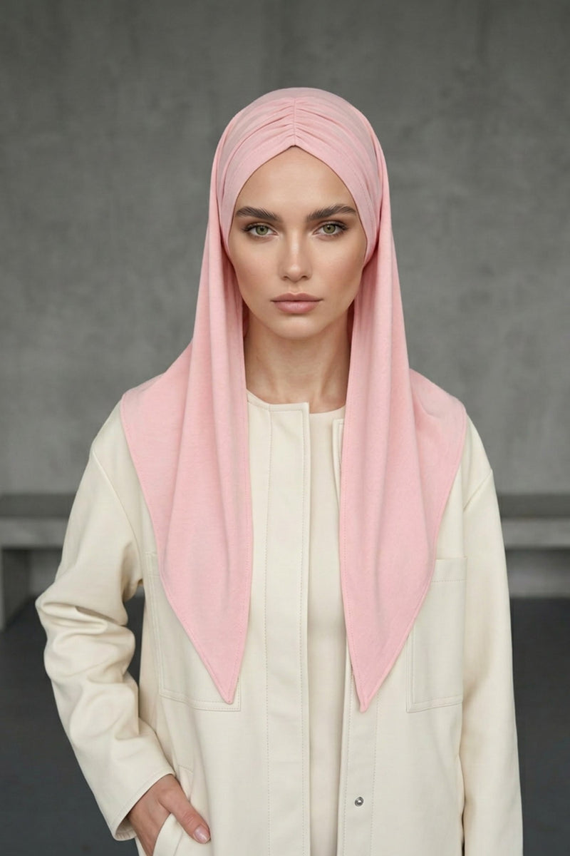 Pre-Styled Draped Jersey Hijab - Non-Slip, Breathable & Comfortable Ready-to-Wear Shawl,CPS-95