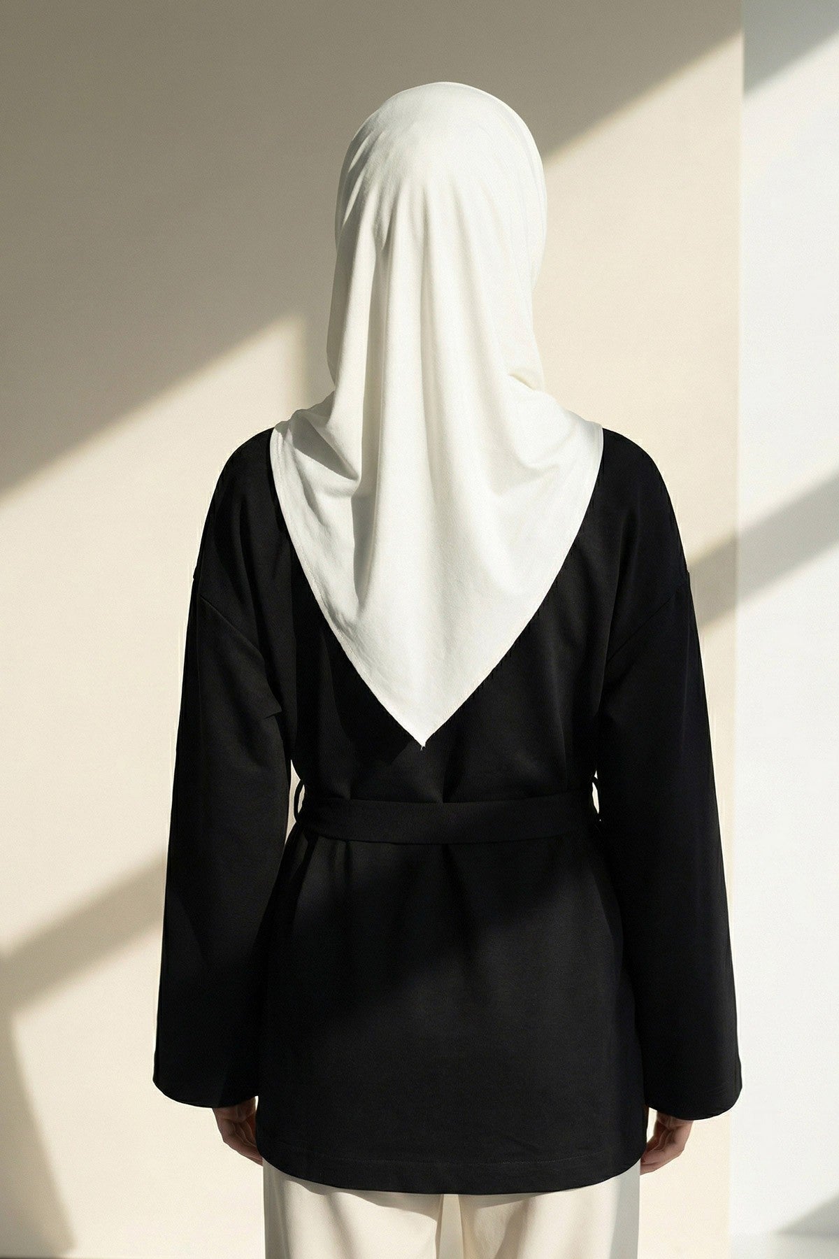 Pre-Styled Draped Jersey Hijab - Non-Slip, Breathable & Comfortable Ready-to-Wear Shawl,CPS-95 Ivory